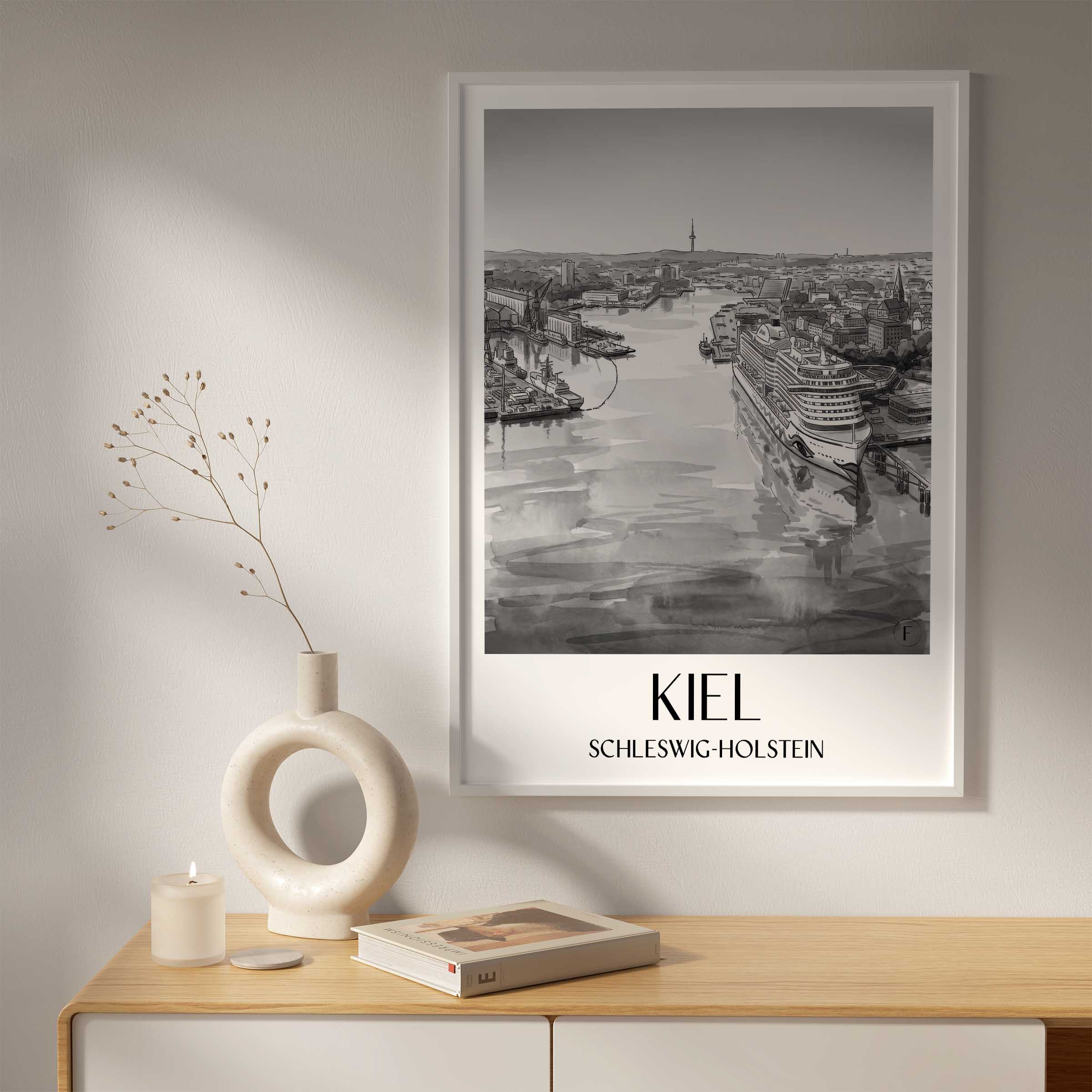 kiel-schleswig-holstein-deutschland-poster-aquarell-schwarz-weiss