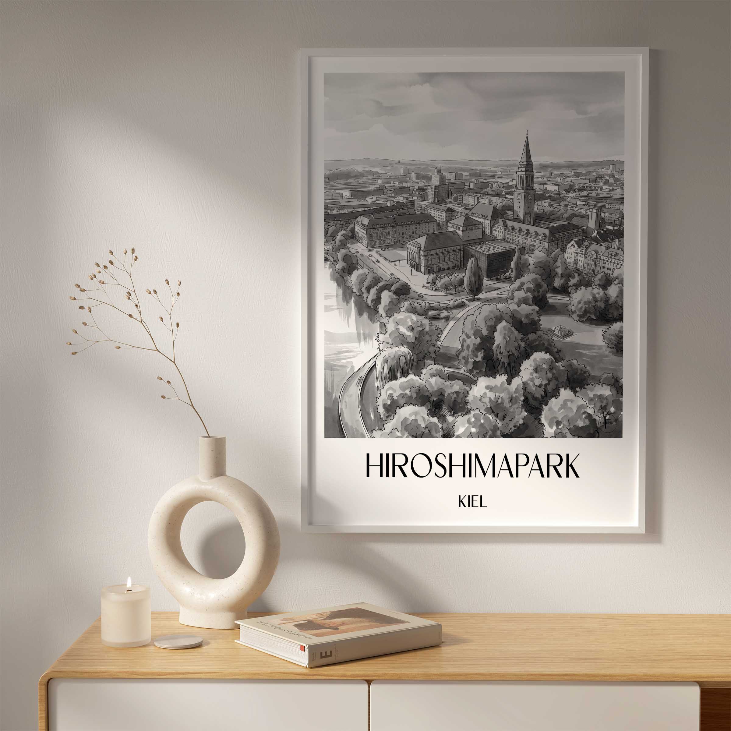 hiroshimapark-kiel-deutschland-poster-aquarell-schwarz-weiss