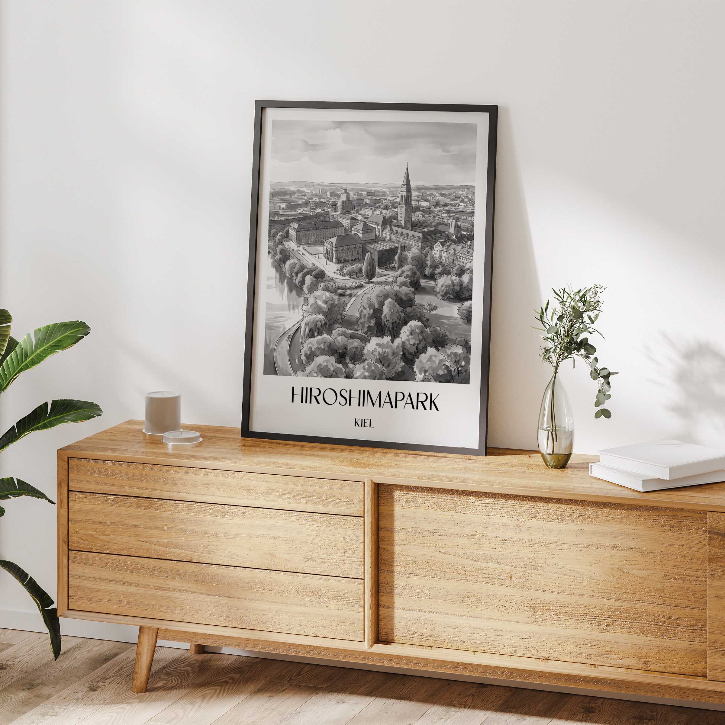 hiroshimapark-kiel-deutschland-poster-aquarell-schwarz-weiss