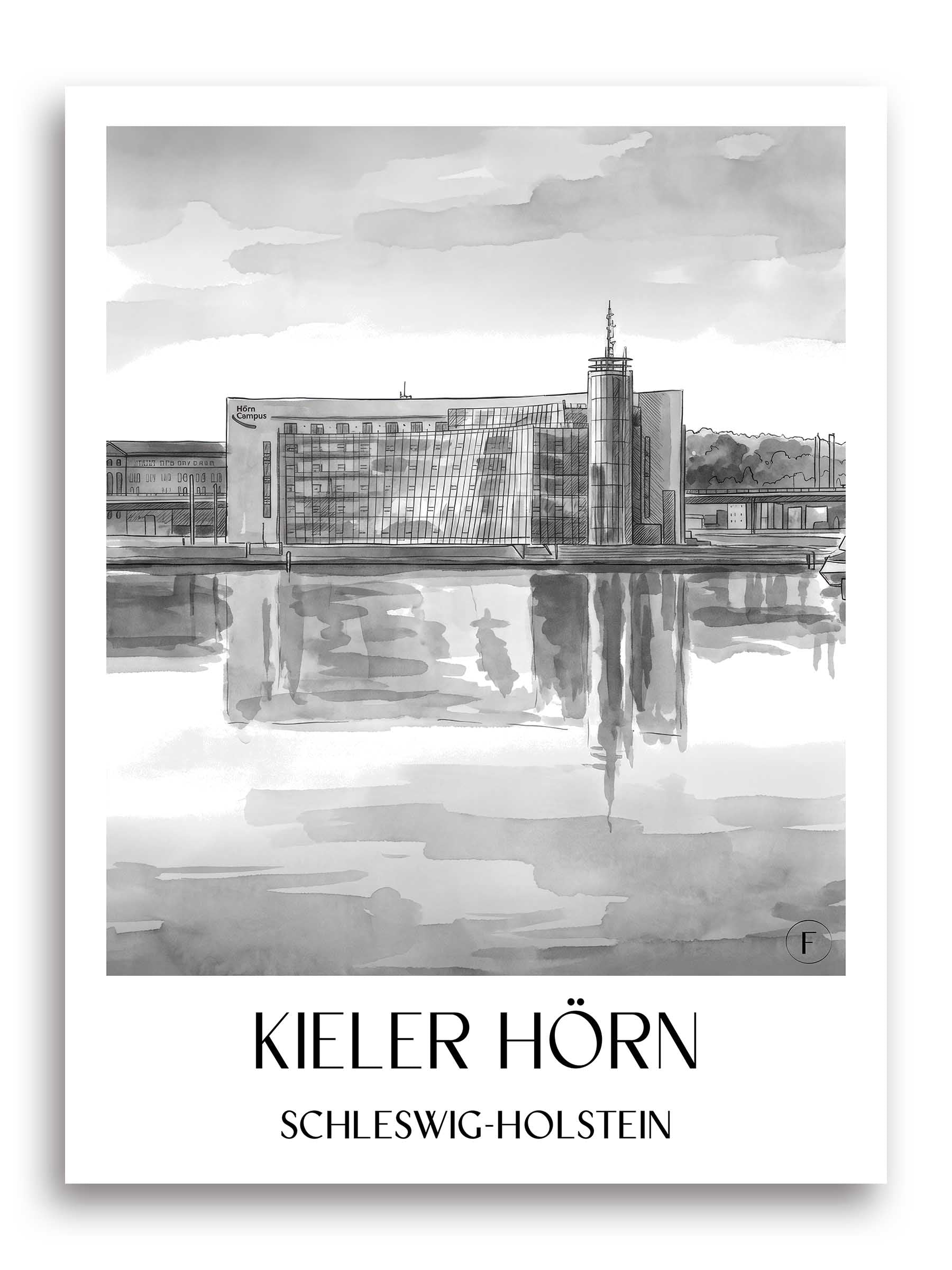 kieler-hörn-schleswig-holstein-deutschland-poster-aquarell-schwarz-weiss