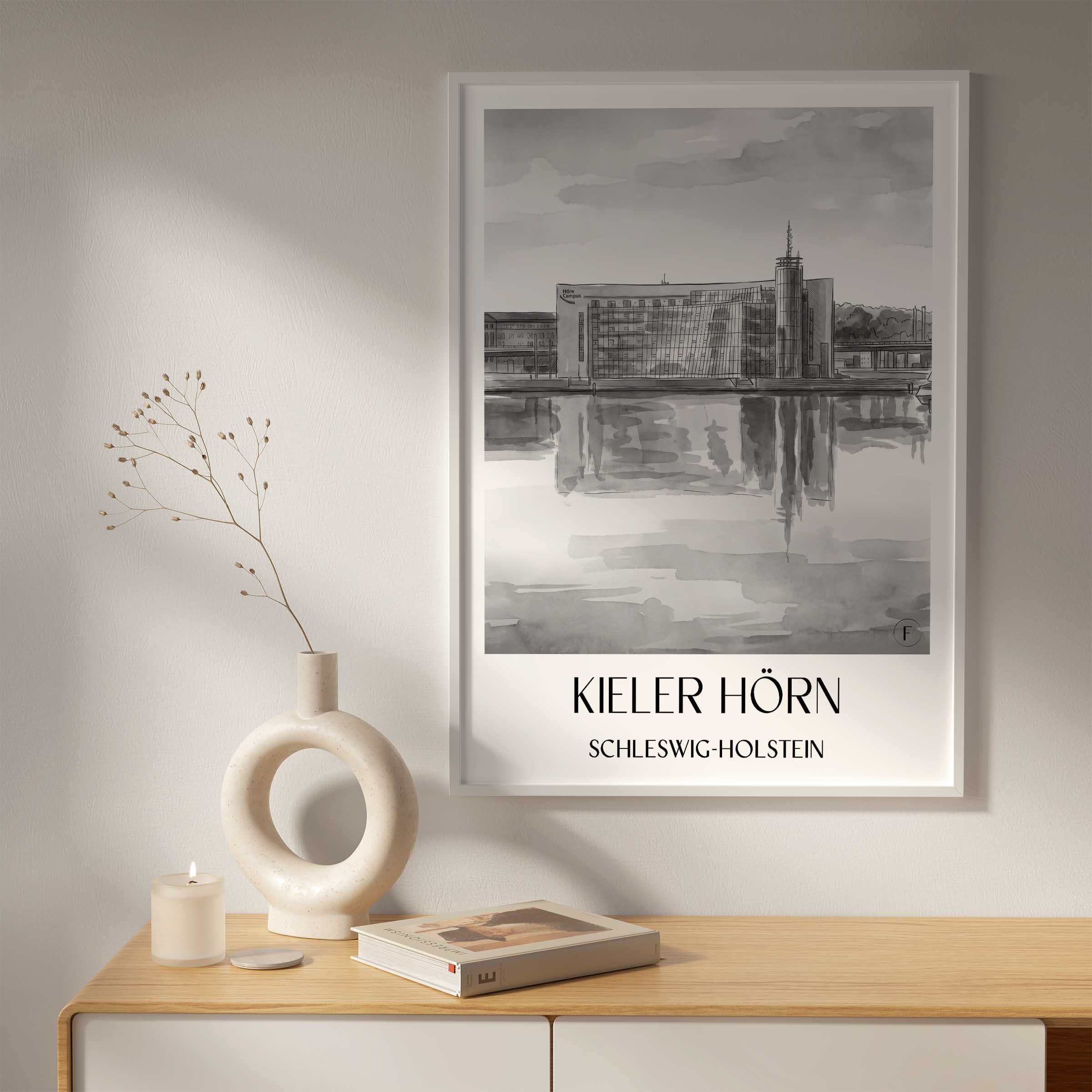 kieler-hörn-schleswig-holstein-deutschland-poster-aquarell-schwarz-weiss