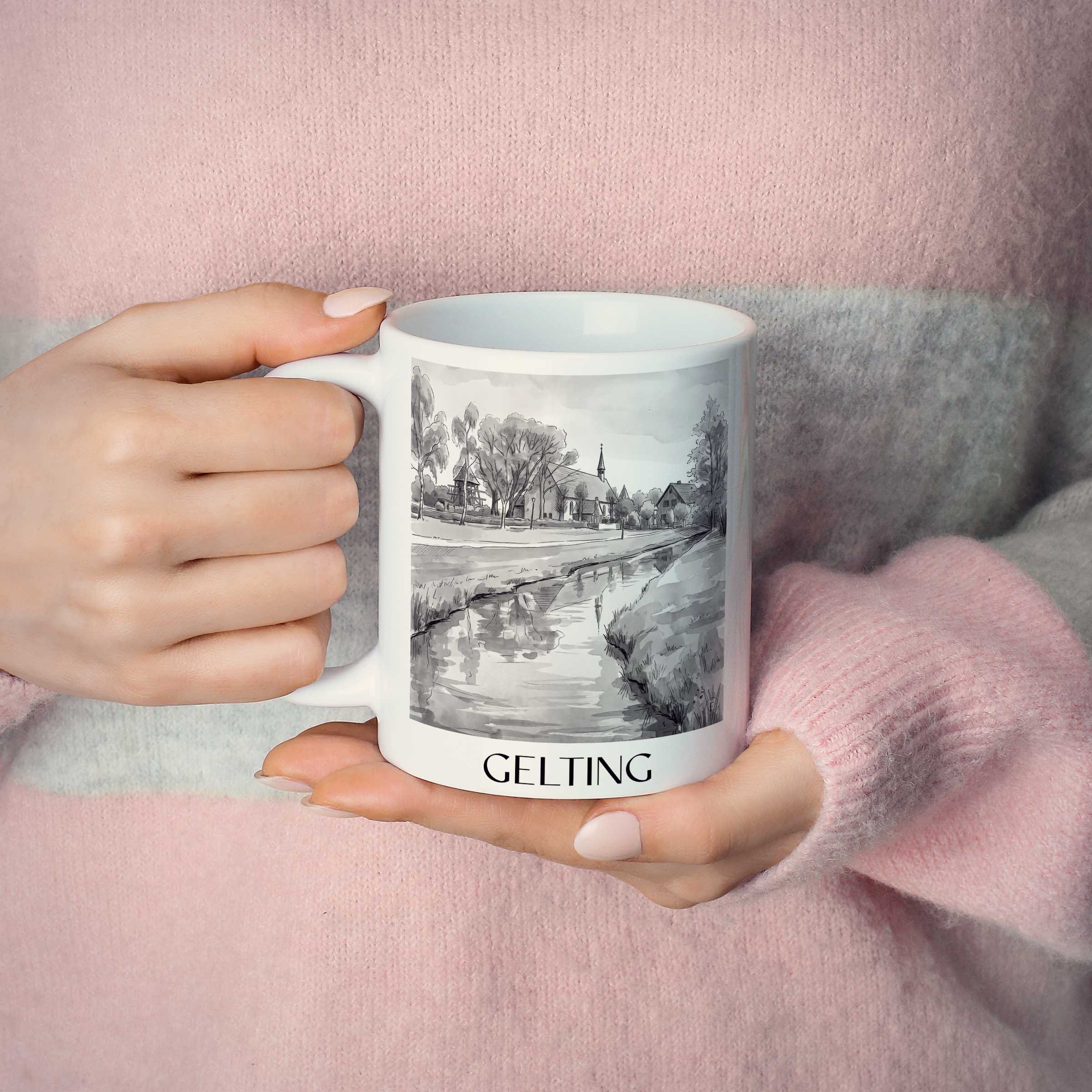 gelting-schleswig-deutschland-kaffeebecher-aquarell-schwarz-weiss
