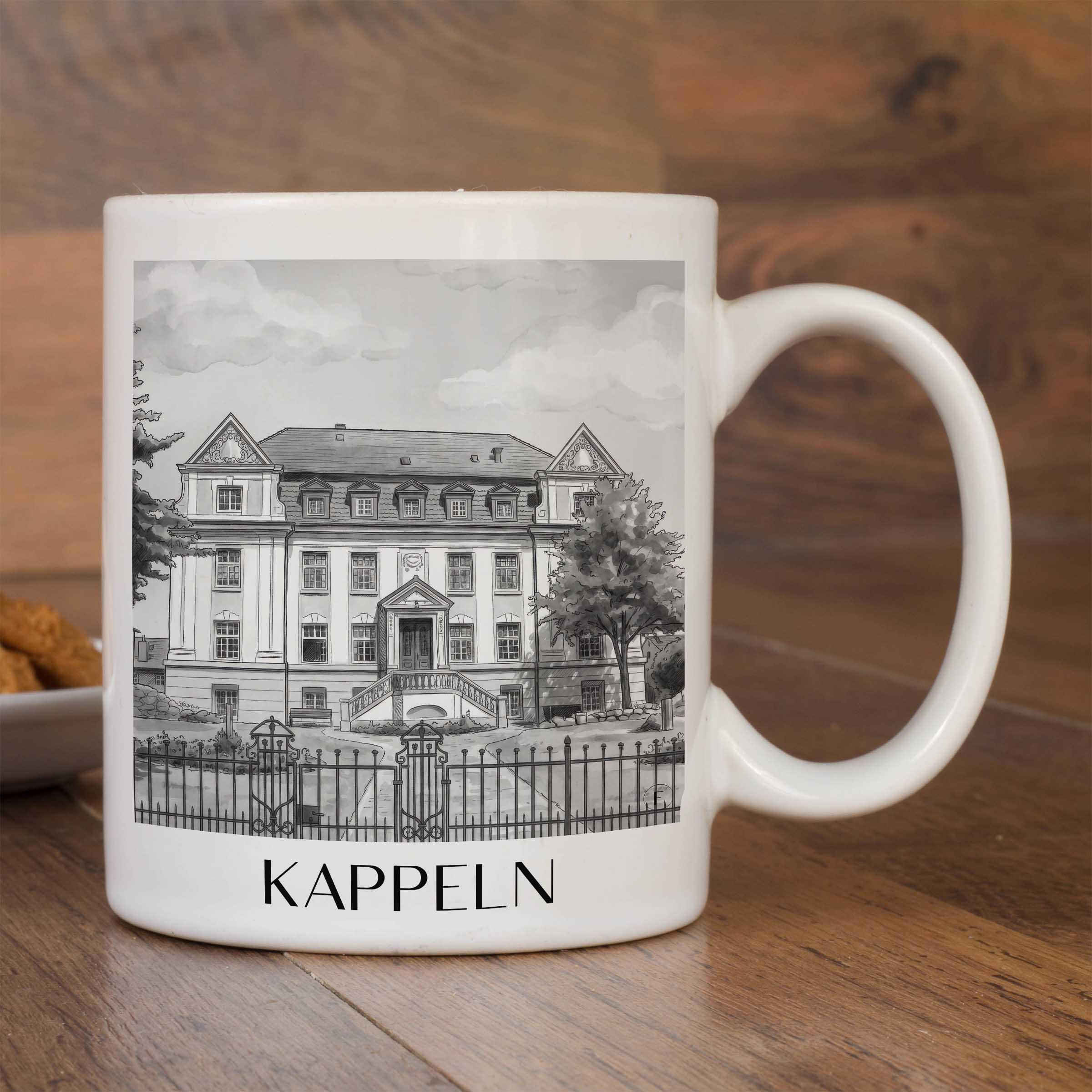 kappeln-schleswig-deutschland-kaffeebecher-aquarell-schwarz-weiss