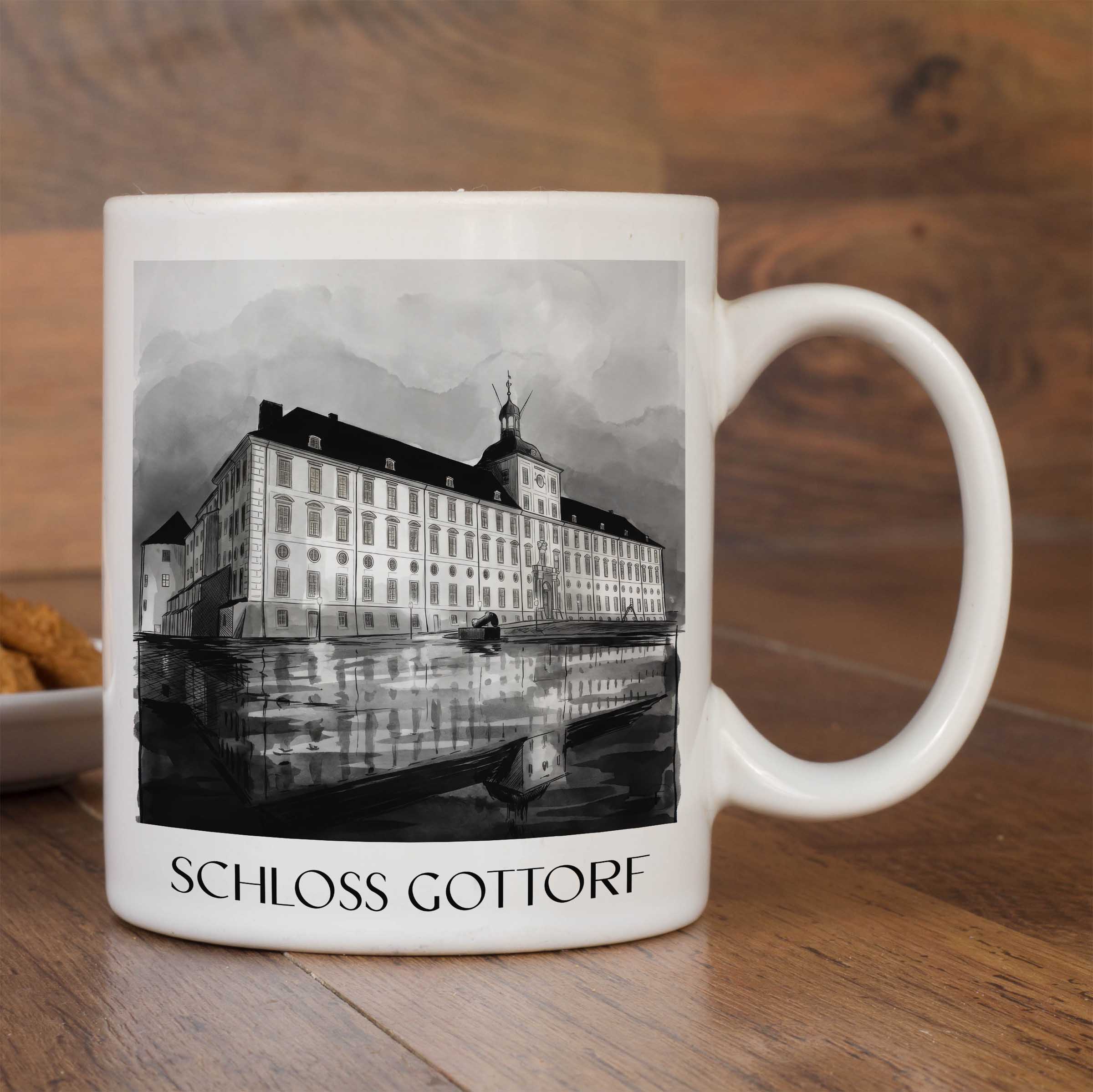 schloss-gottorf-schleswig-deutschland-kaffeebecher-aquarell-schwarz-weiss
