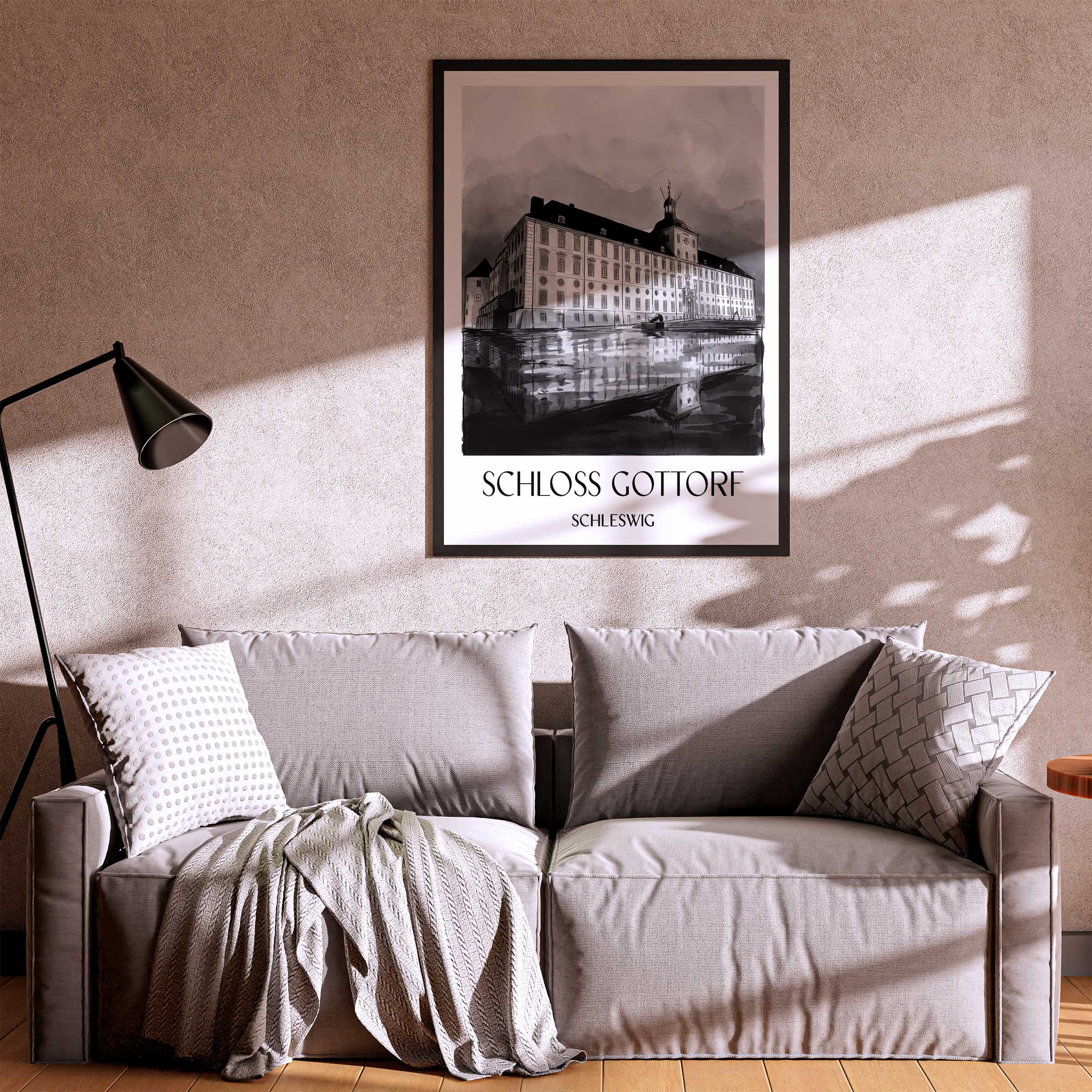 schloss-gottorf-schleswig-deutschland-poster-aquarell-schwarz-weiss