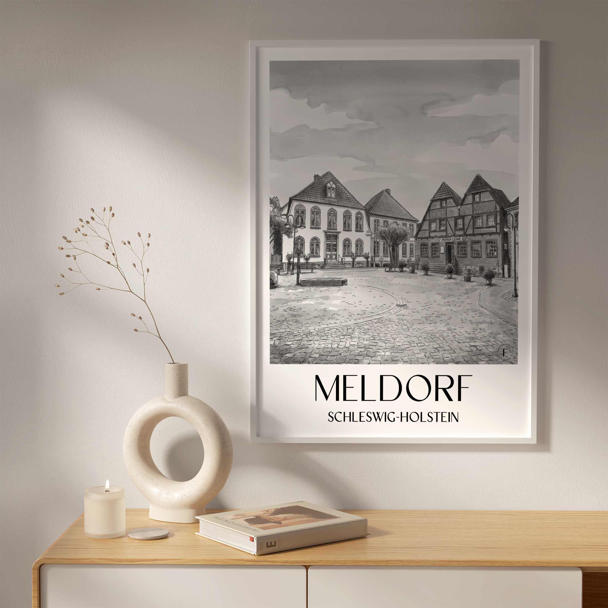 meldorf-schleswig-holstein-deutschland-poster-aquarell-schwarz-weiss
