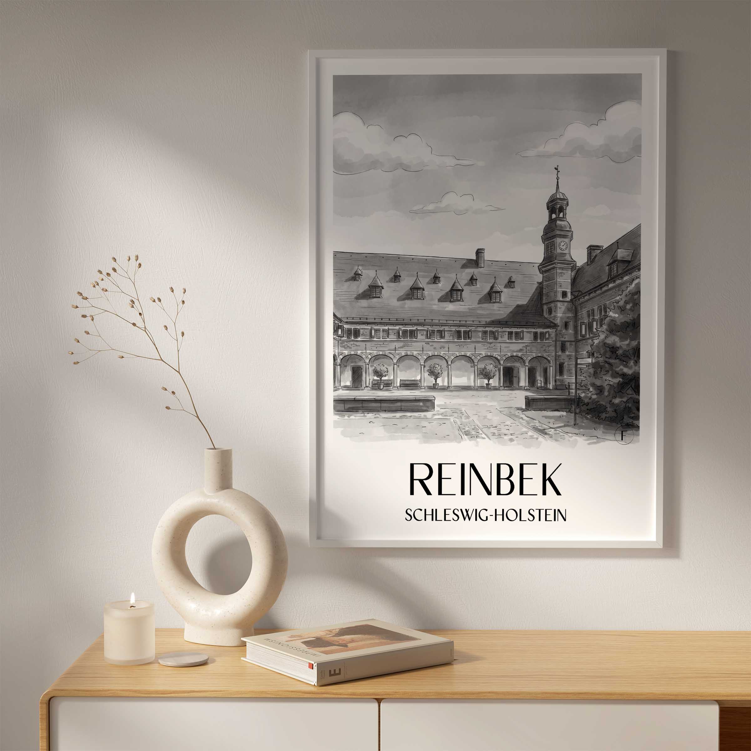 reinbek-schleswig-holstein-deutschland-poster-aquarell-schwarz-weiss