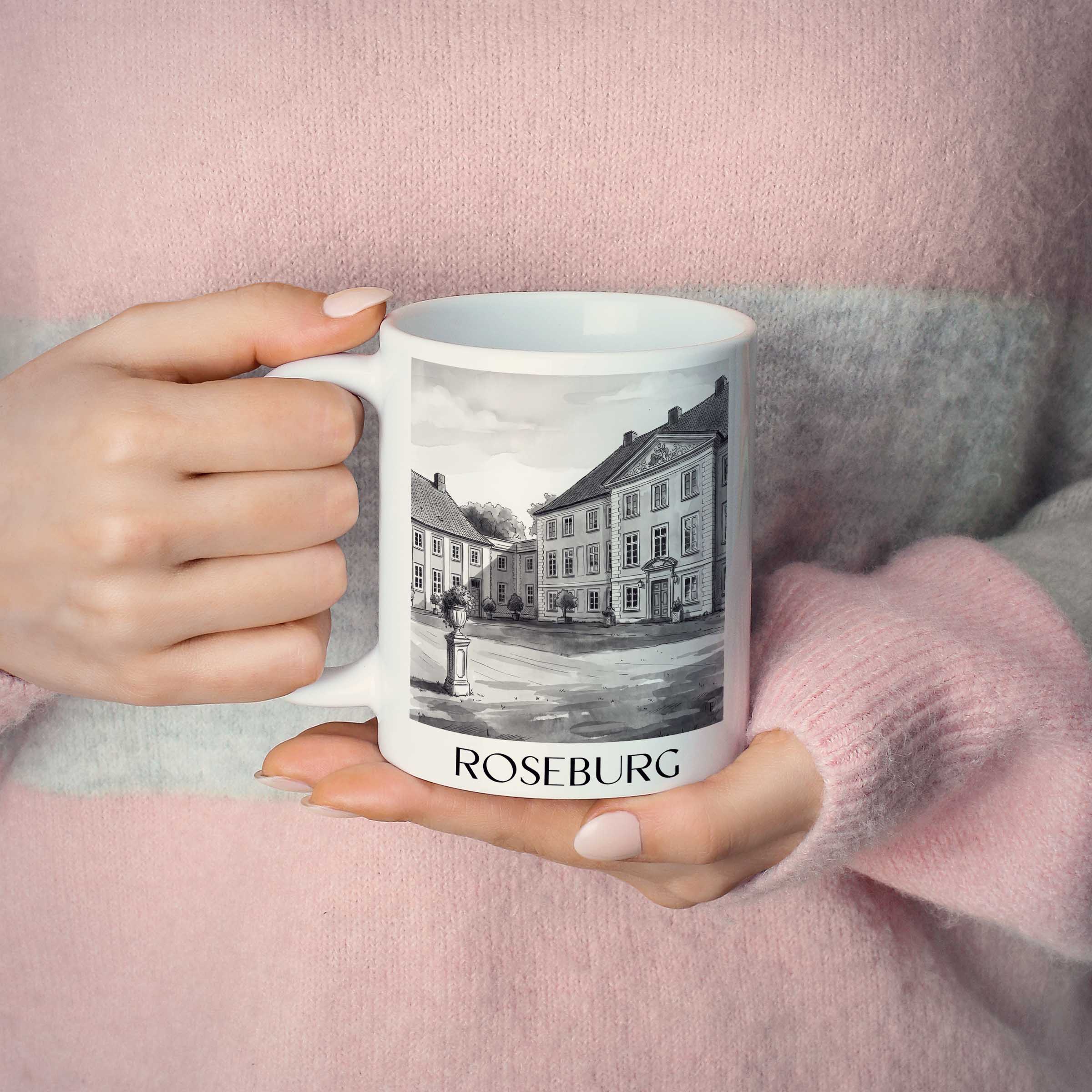 roseburg-schleswig-holstein-deutschland-kaffeebecher-aquarell-schwarz-weiss