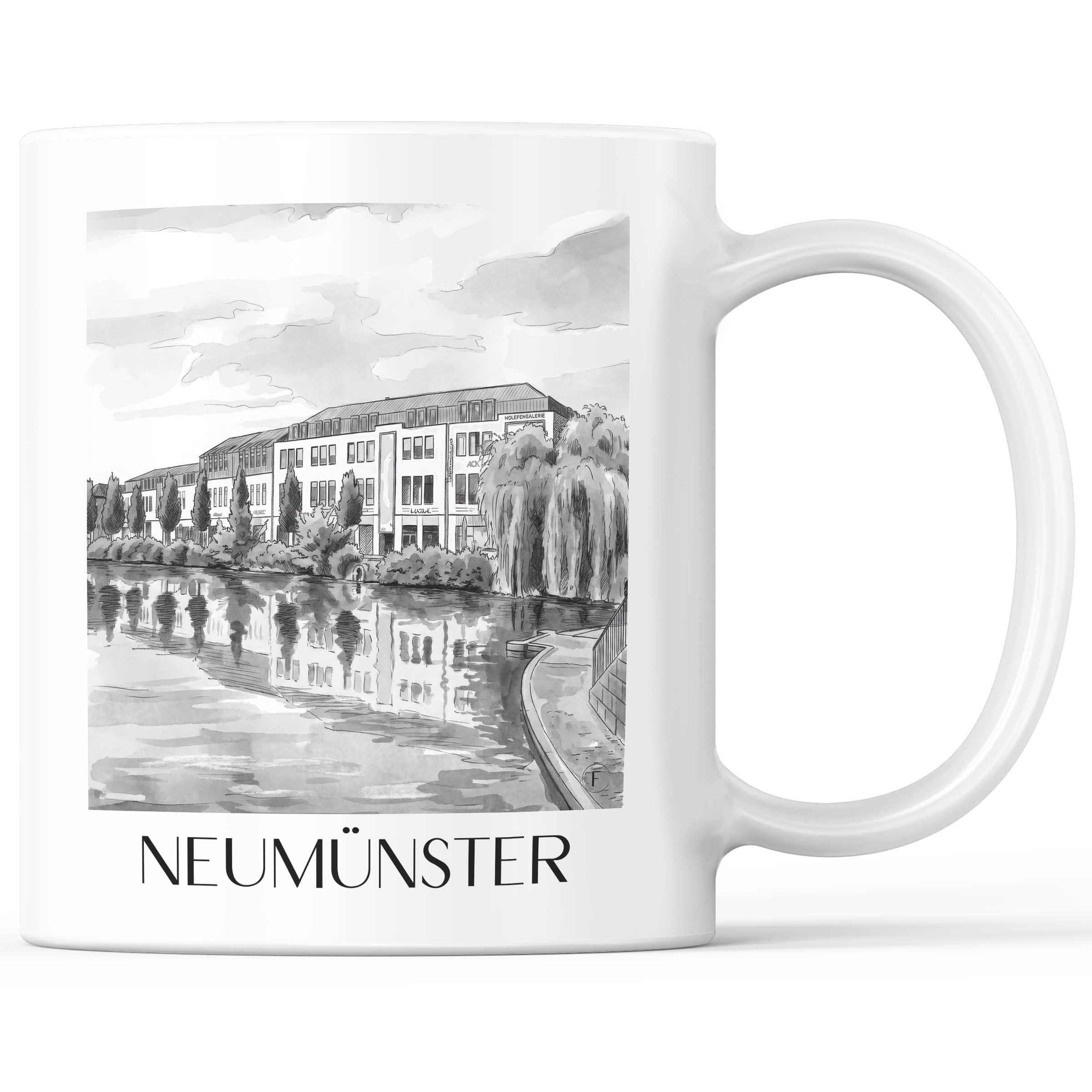 neumünster-schleswig-holstein-deutschland-kaffeebecher-aquarell-schwarz-weiss