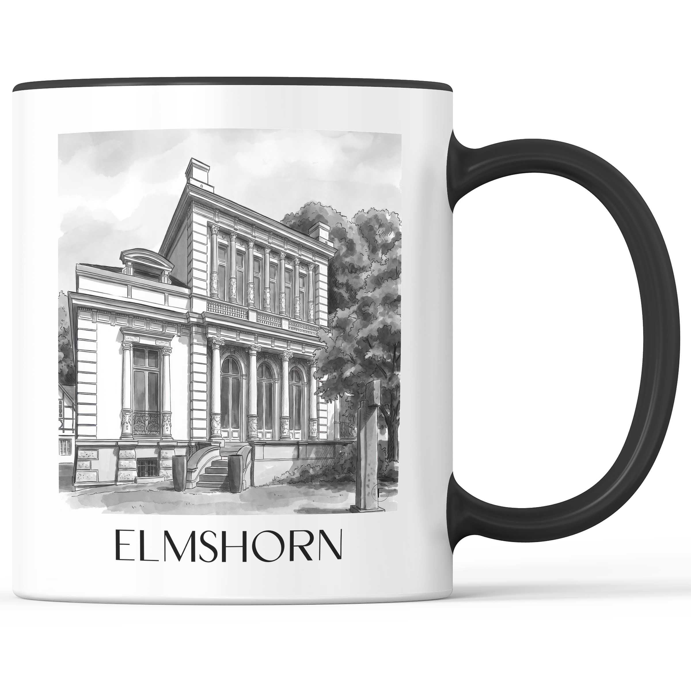 elmshorn-schleswig-holstein-deutschland-kaffeebecher-aquarell-schwarz-weiss