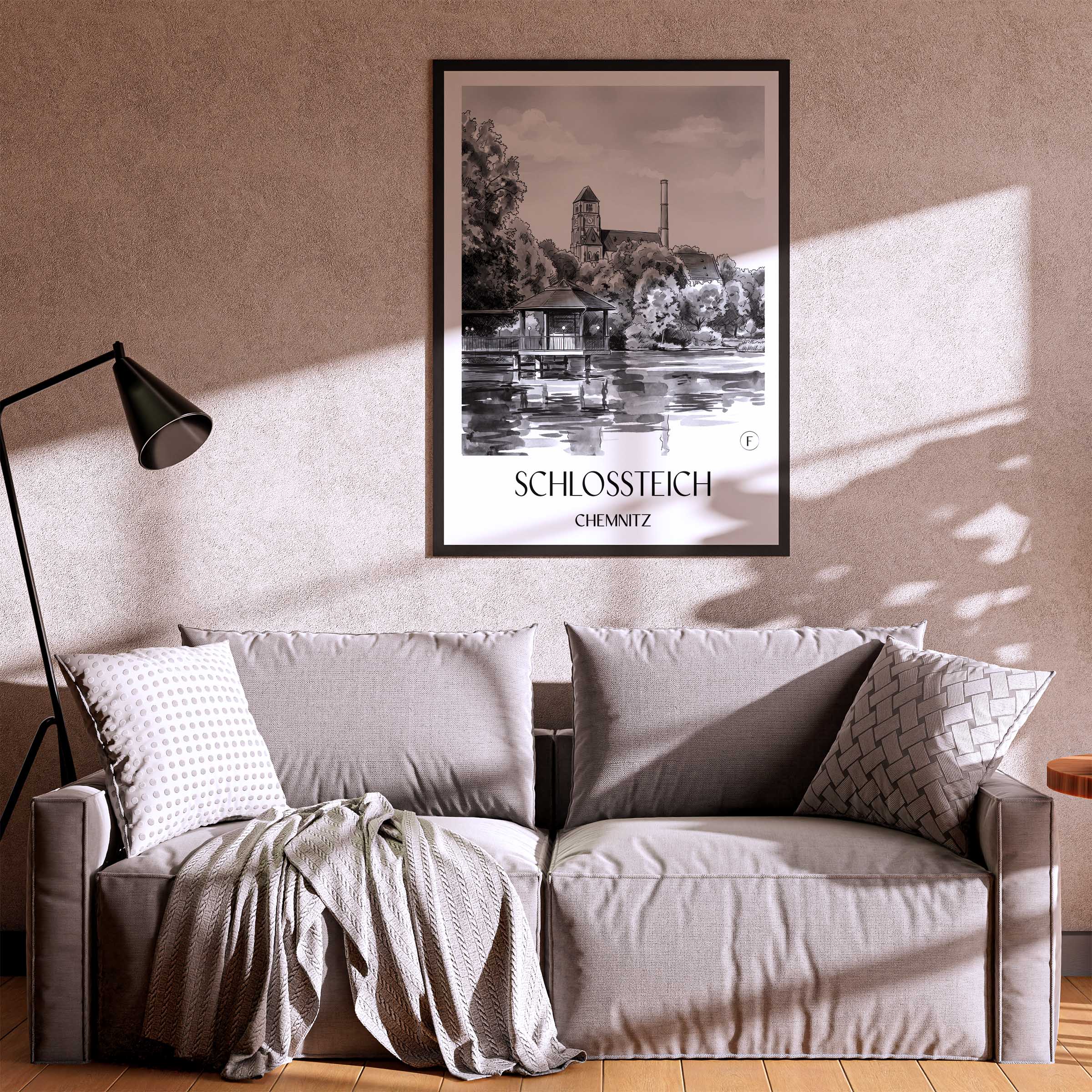 schlossteich-chemnitz-deutschland-poster-aquarell-schwarz-weiss