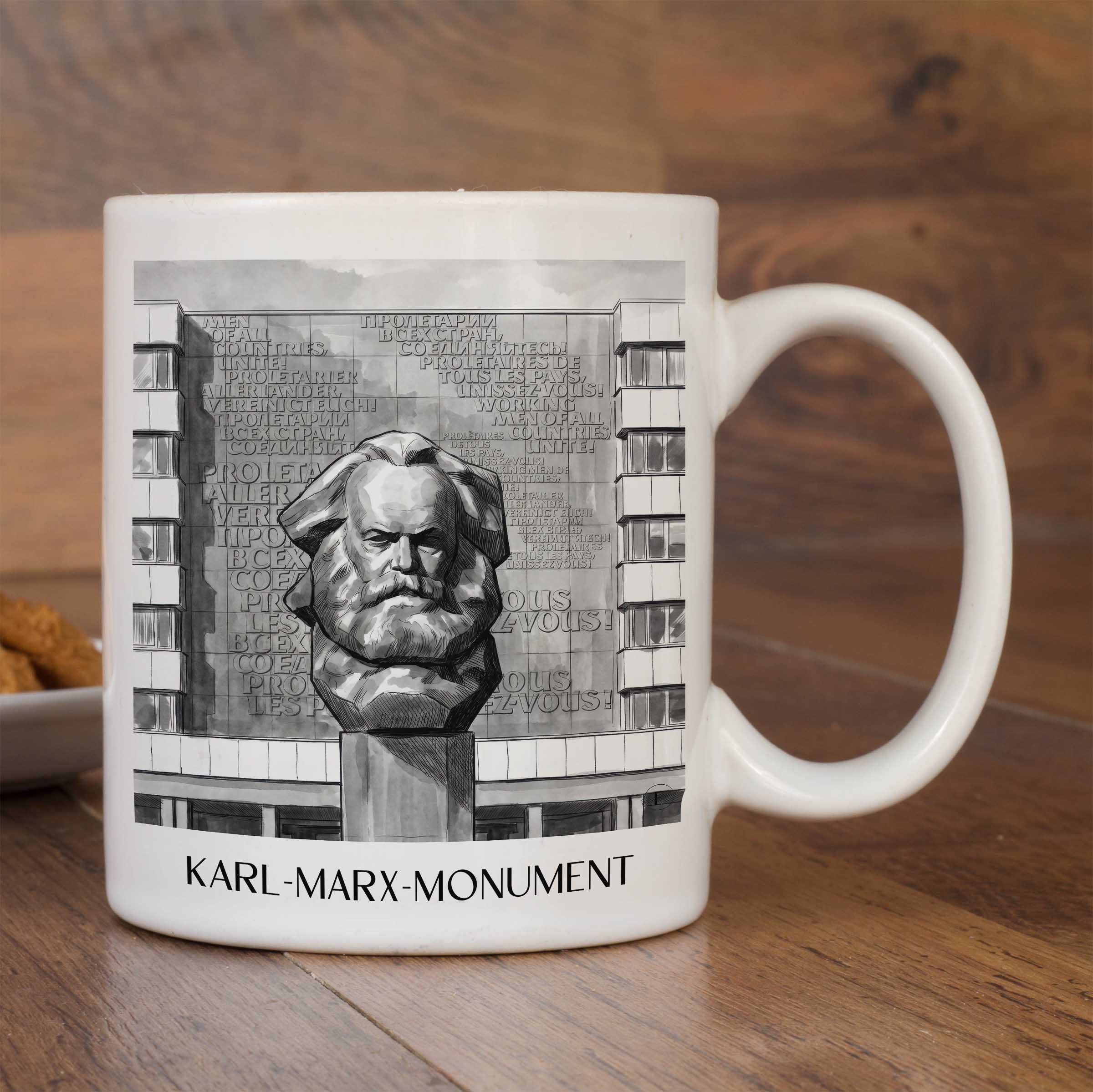 karl-marx-monument-chemnitz-deutschland-kaffeebecher-aquarell-schwarz-weiss