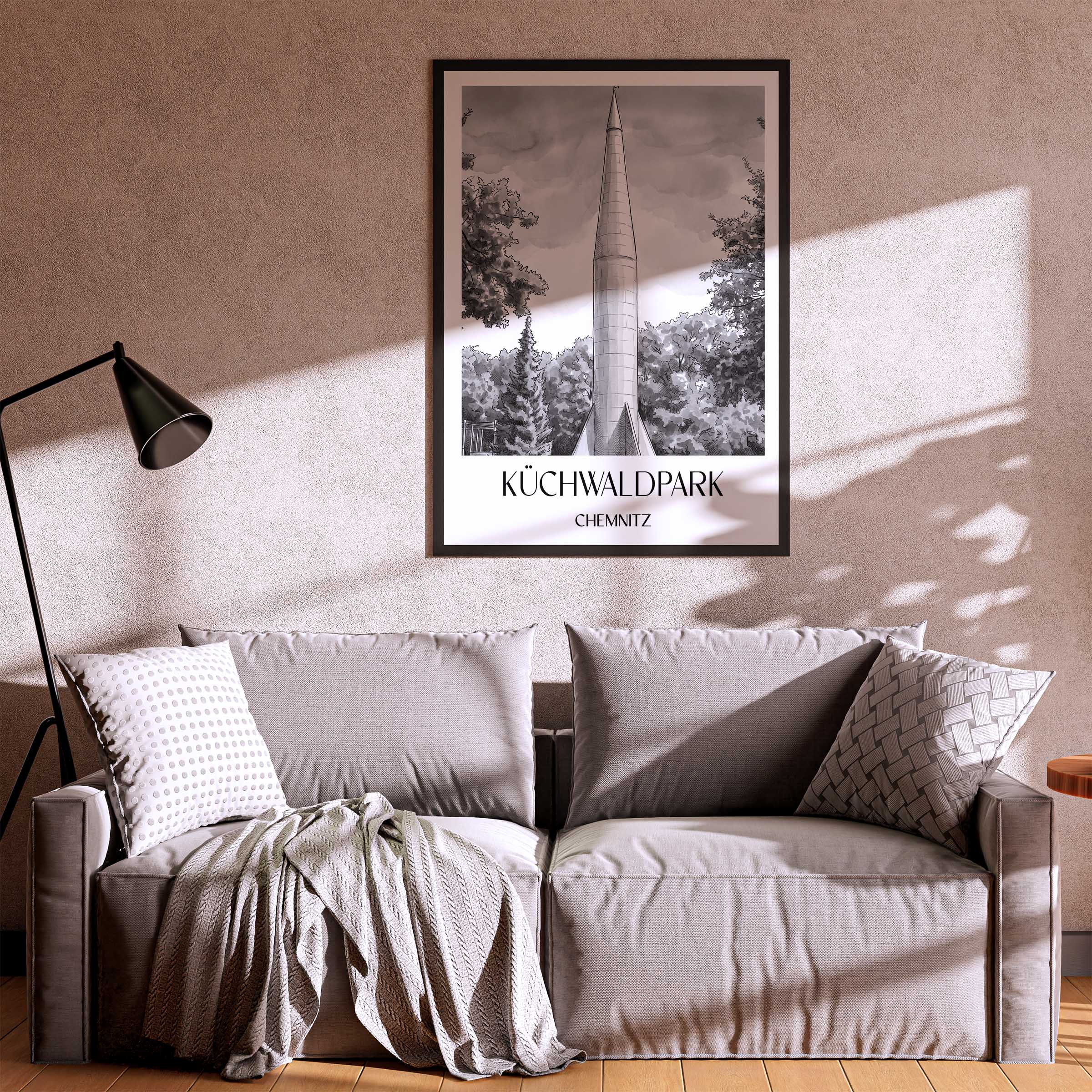 küchwaldpark-chemnitz-deutschland-poster-aquarell-schwarz-weiss