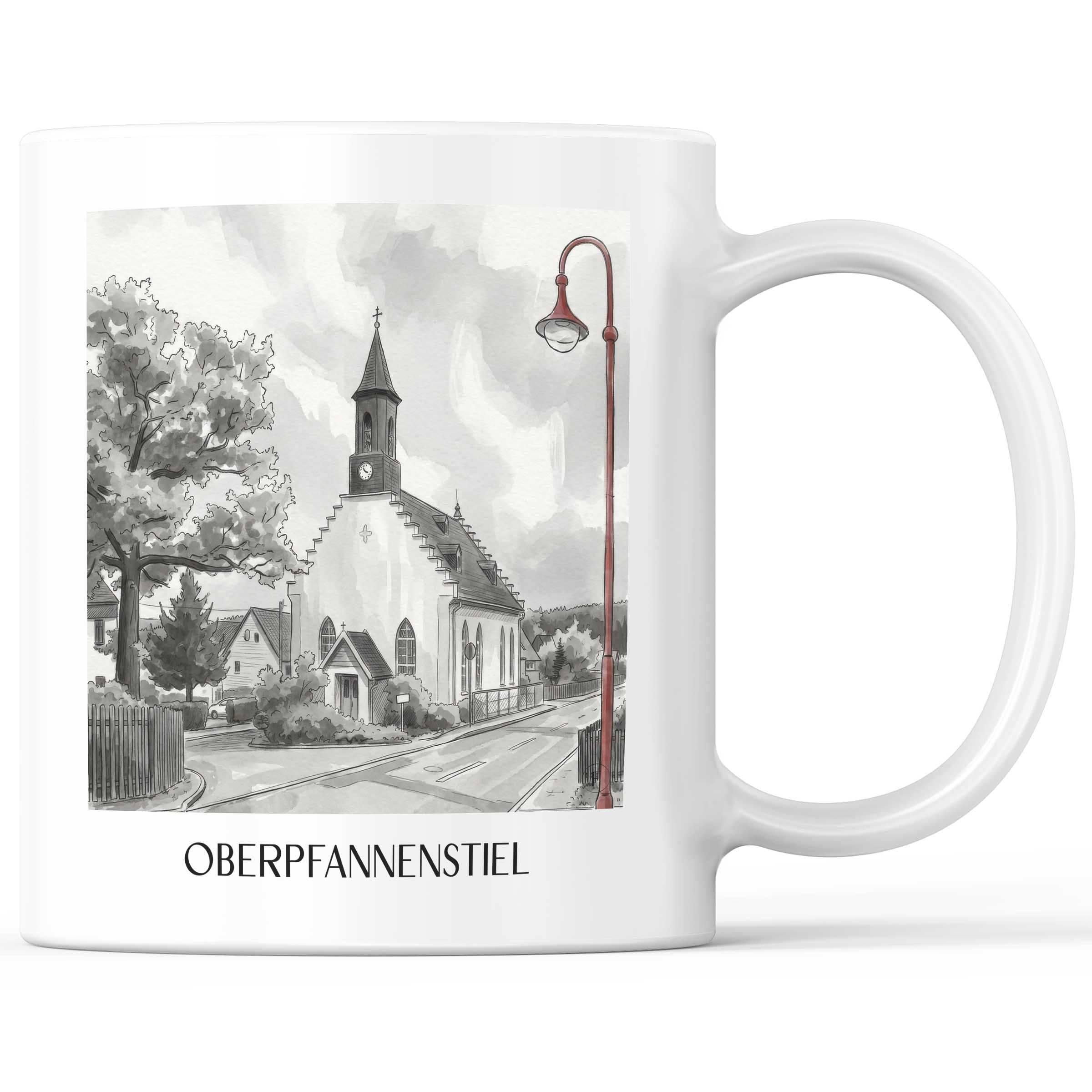 oberpfannenstiel-erzgebirge-deutschland-kaffeebecher-aquarell-schwarz-weiss