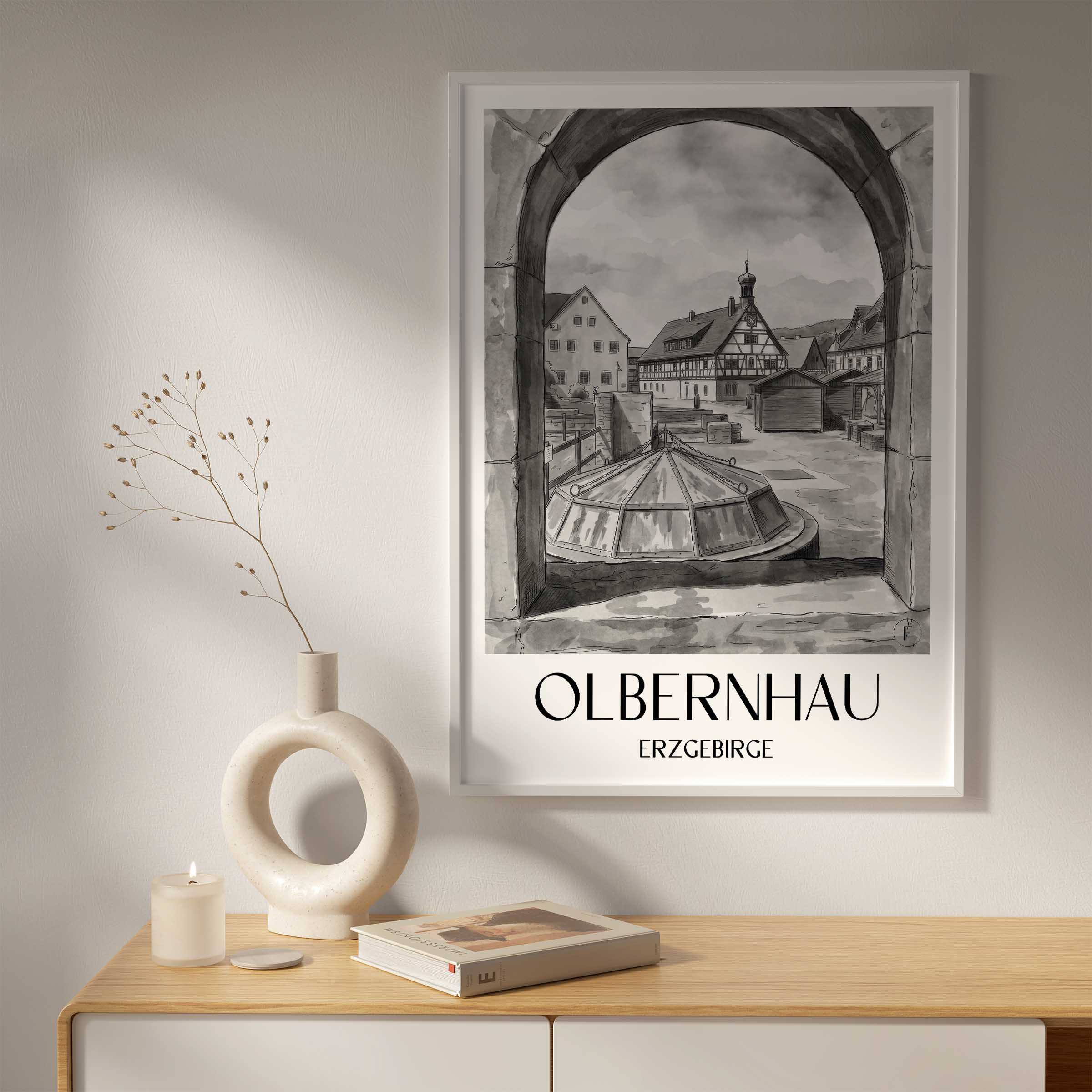 olbernhau-erzgebirge-deutschland-poster-aquarell-schwarz-weiss