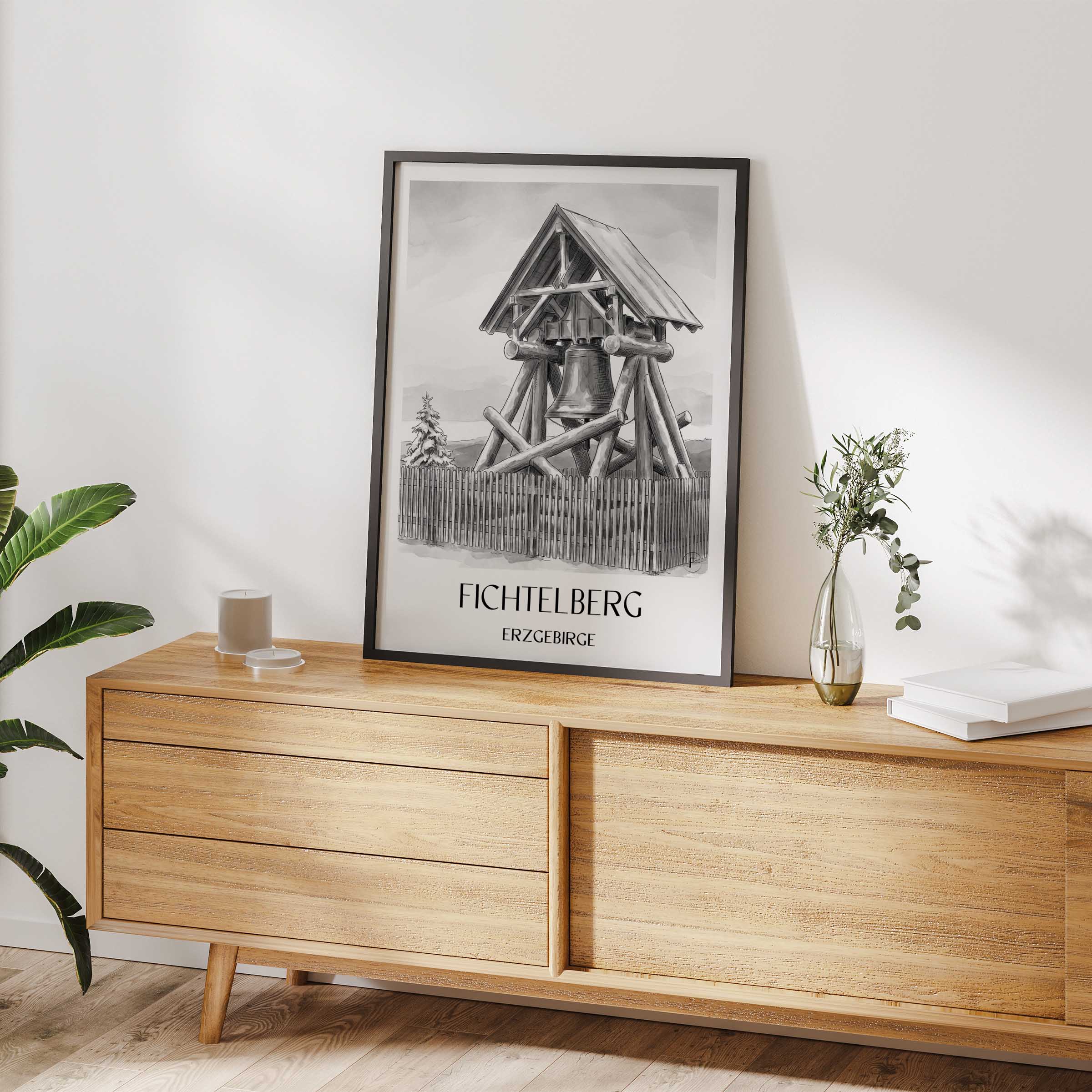 fichtelberg-erzgebirge-deutschland-poster-aquarell-schwarz-weiss
