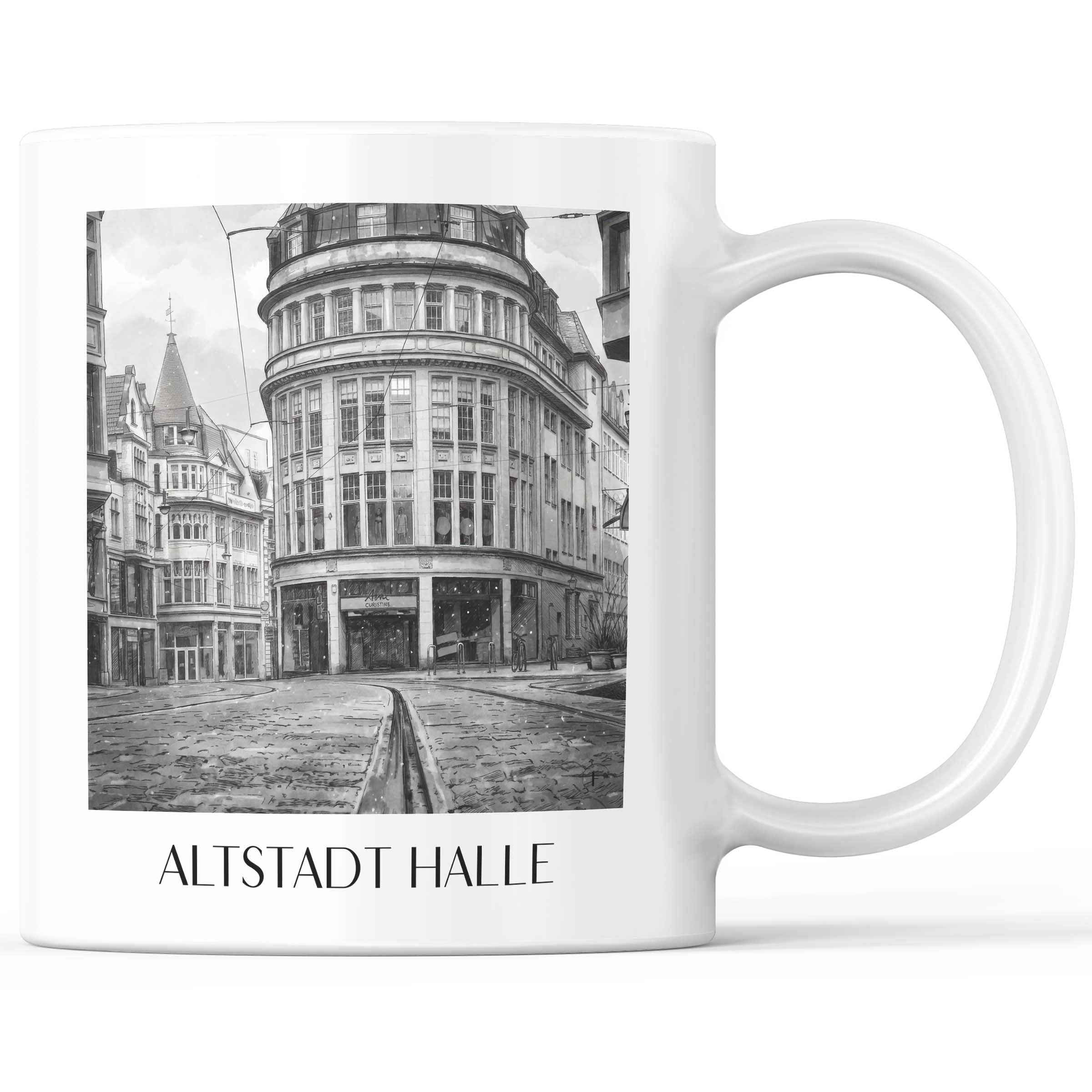 altstadt-halle-deutschland-kaffeebecher-aquarell-schwarz-weiss