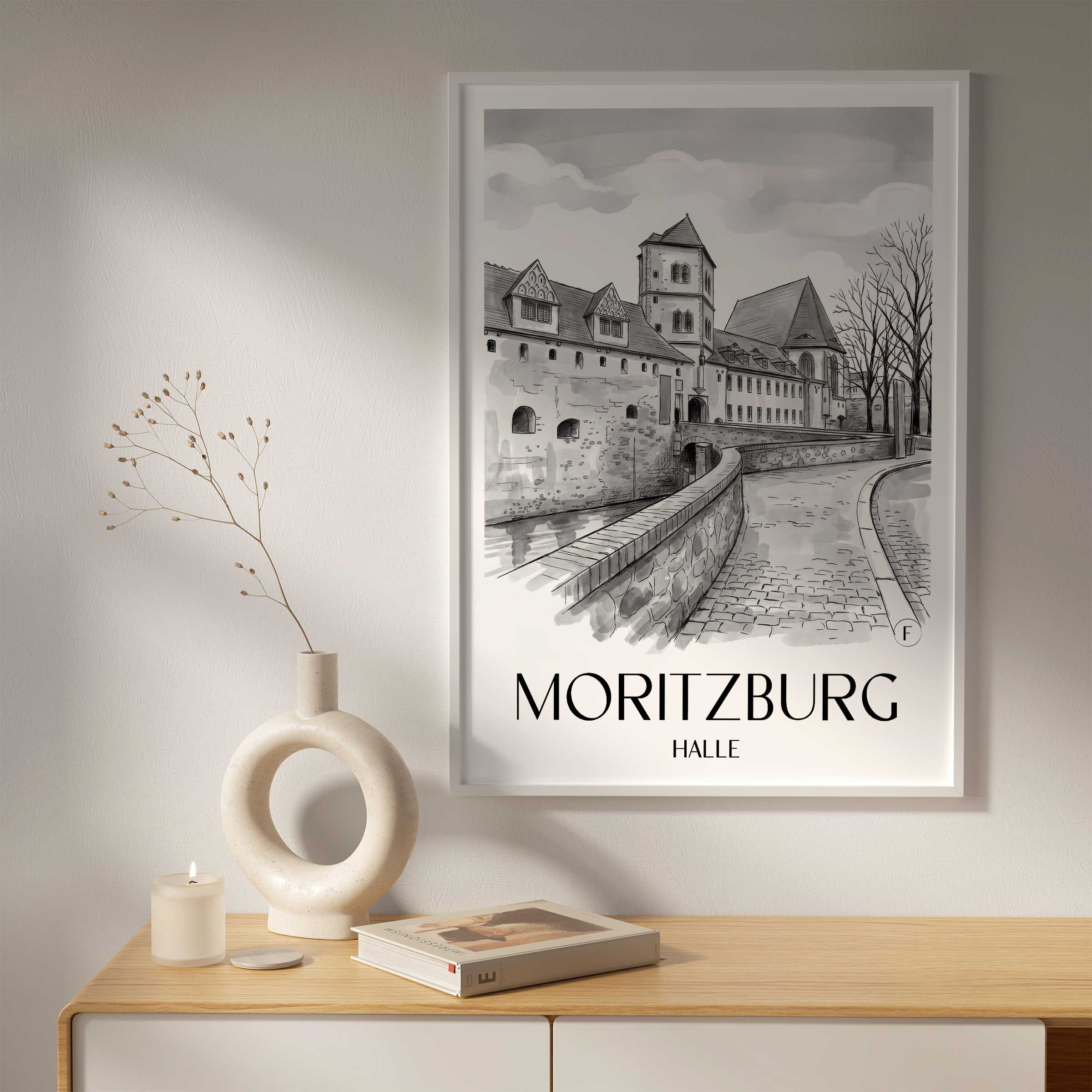 moritzburg-halle-deutschland-poster-aquarell-schwarz-weiss