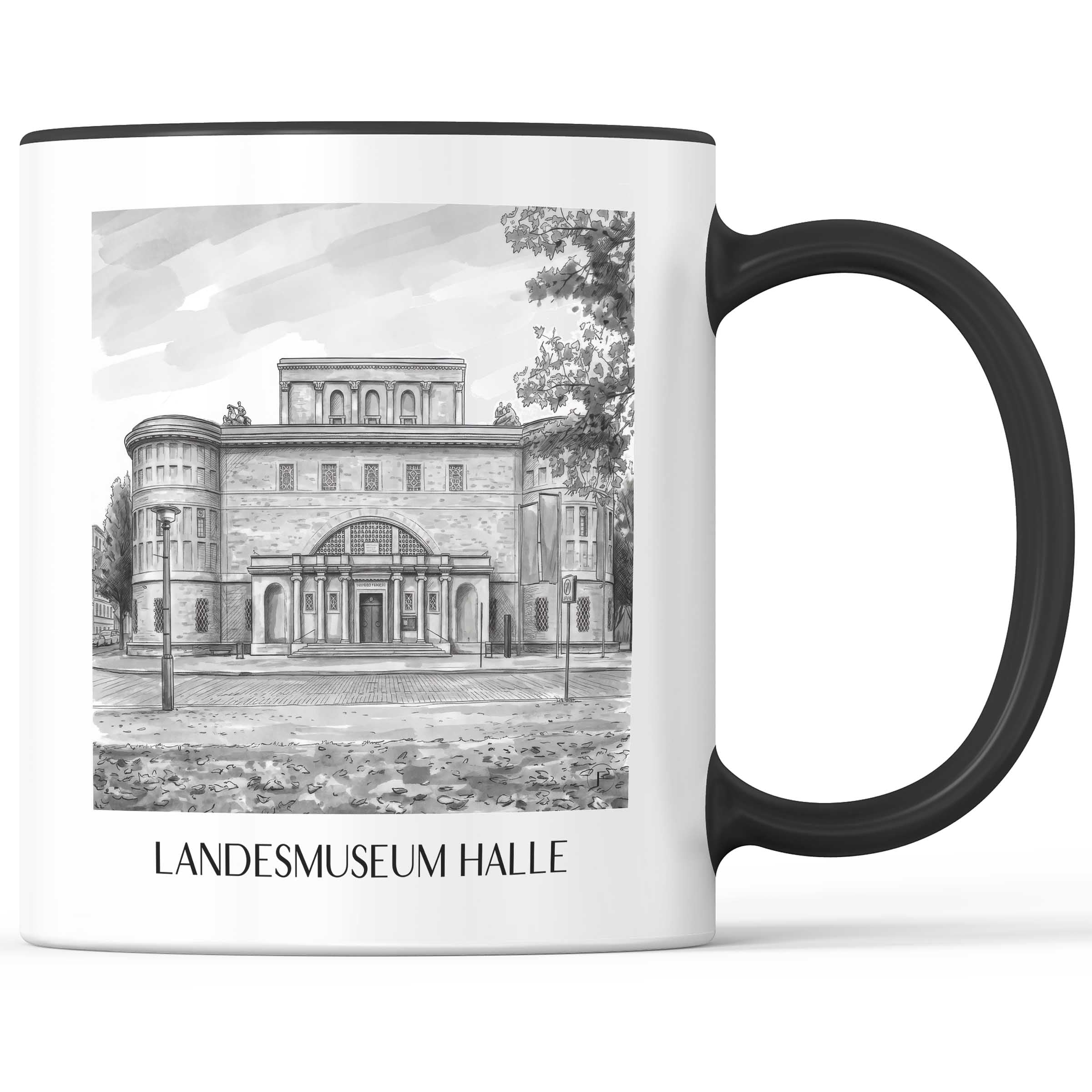 landesmuseum-halle-deutschland-kaffeebecher-aquarell-schwarz-weiss