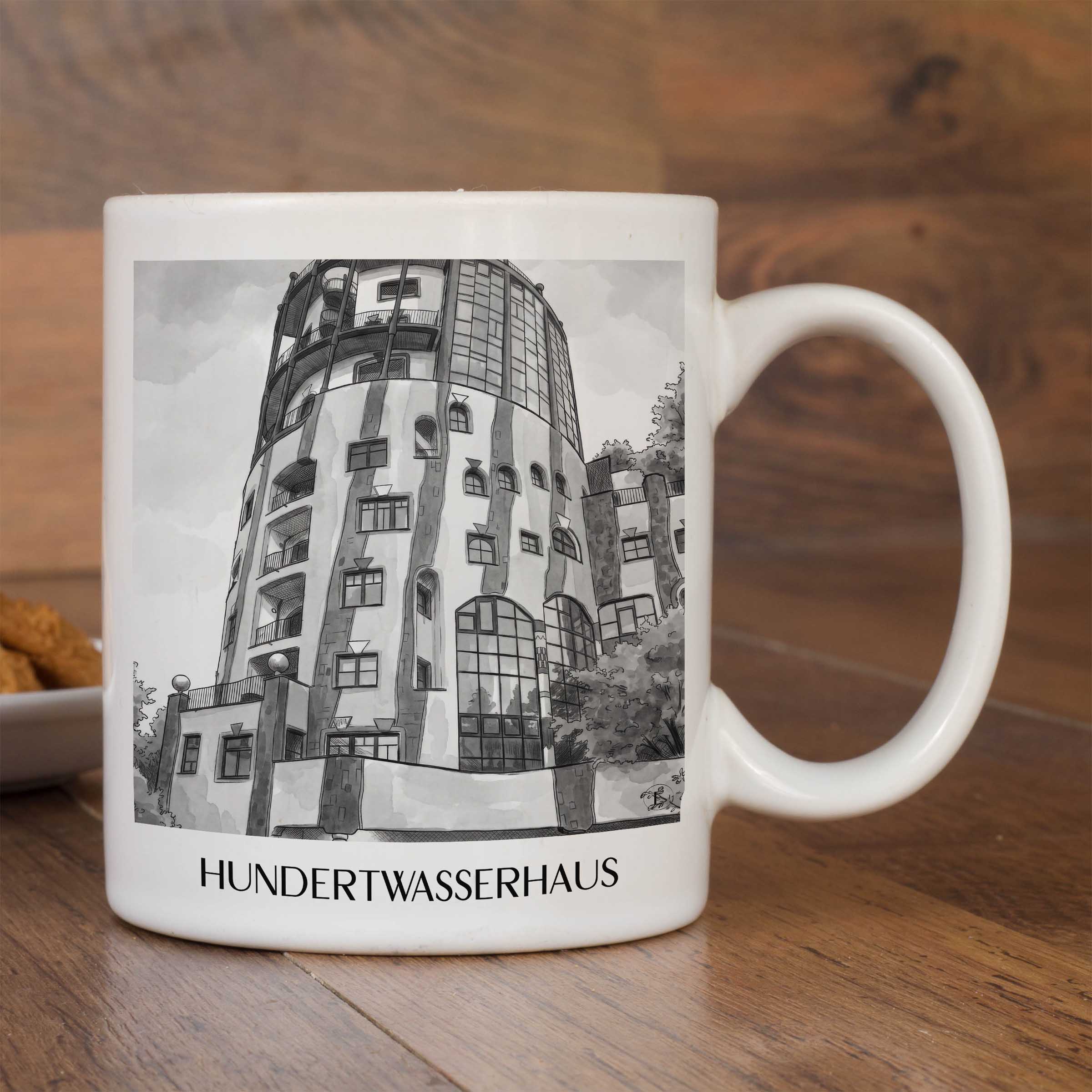 hundertwasserhaus-magdeburg-deutschland-kaffeebecher-aquarell-schwarz-weiss