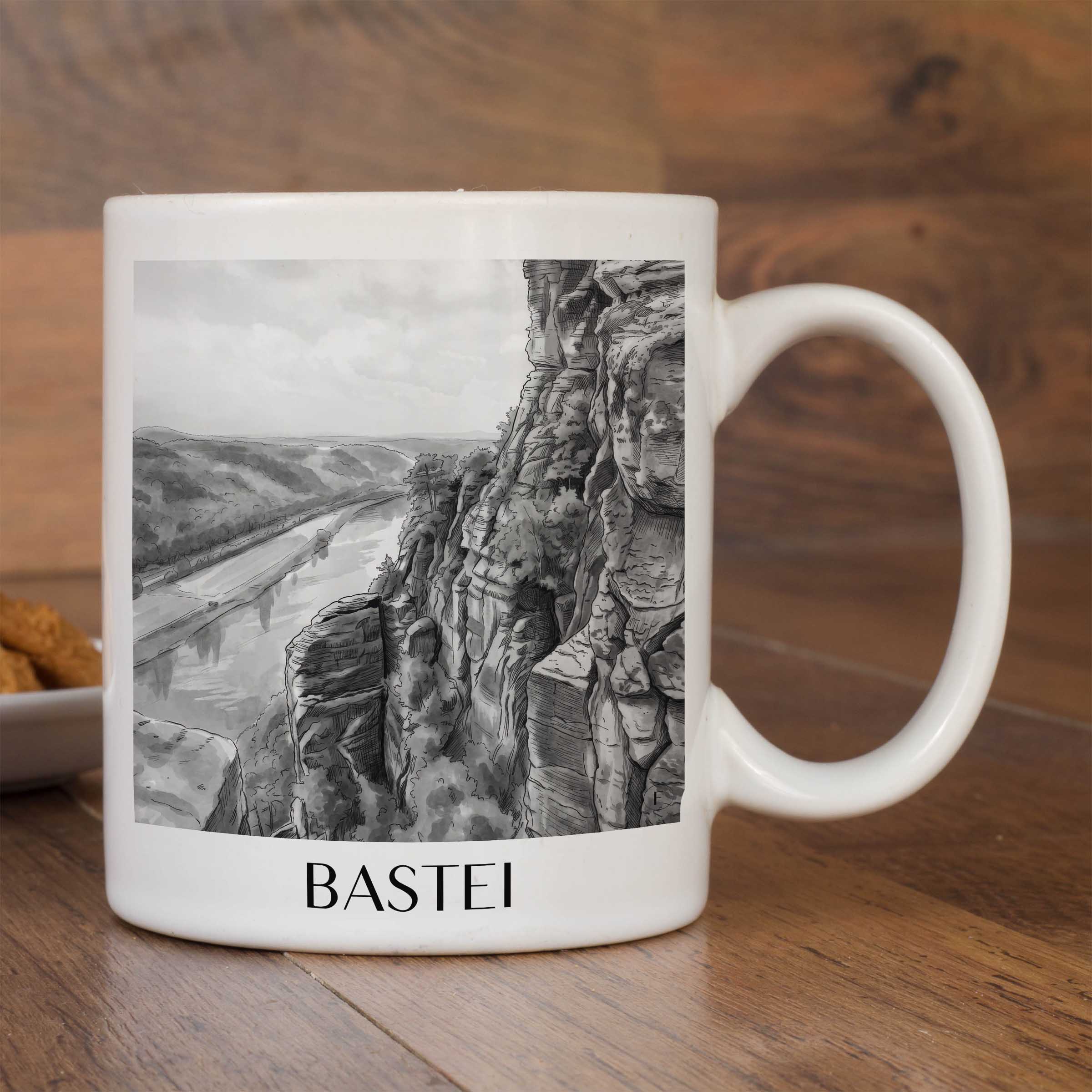 bastei-sächsische-schweiz-deutschland-kaffeebecher-aquarell-schwarz-weiss