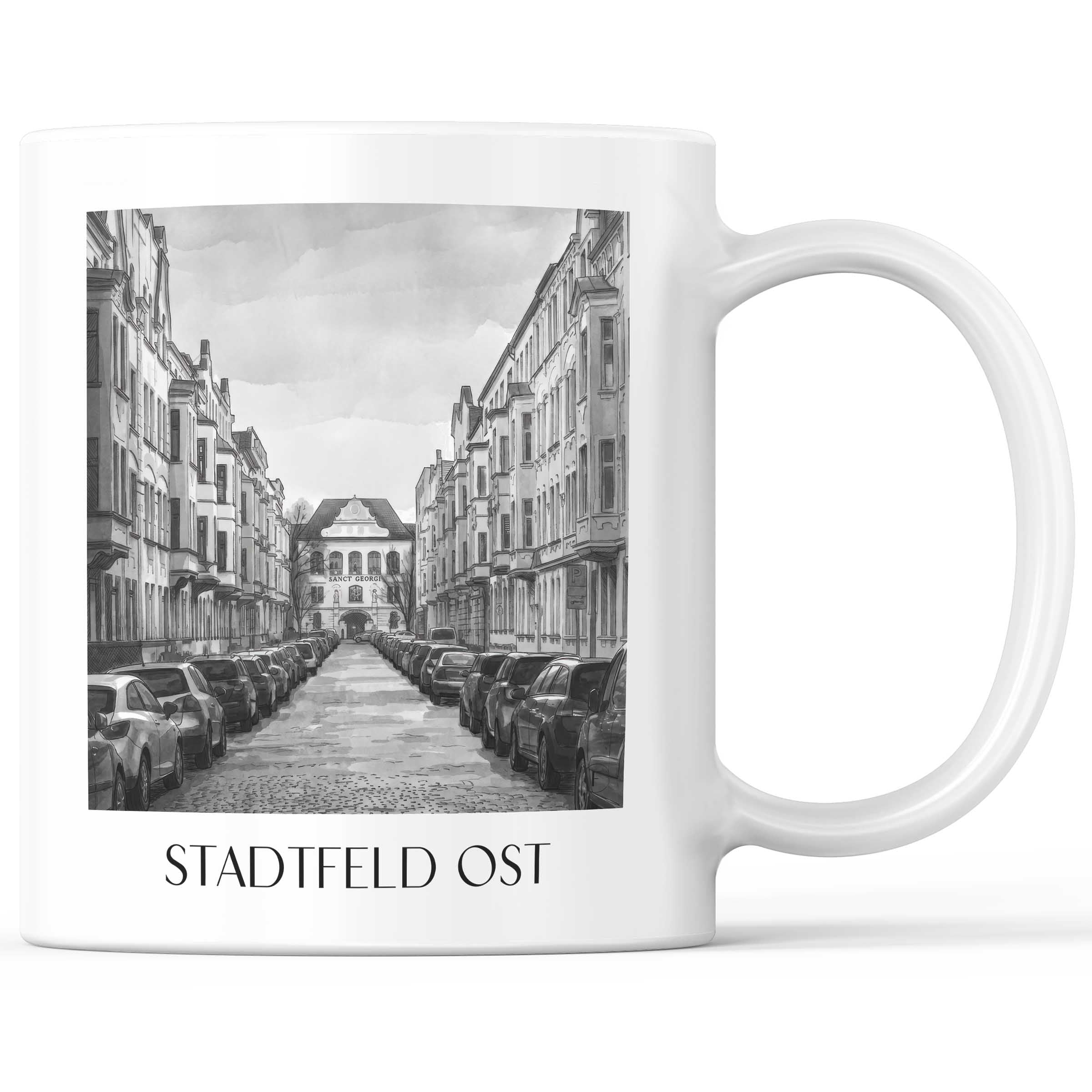 stadtfeld-ost-magdeburg-deutschland-kaffeebecher-aquarell-schwarz-weiss