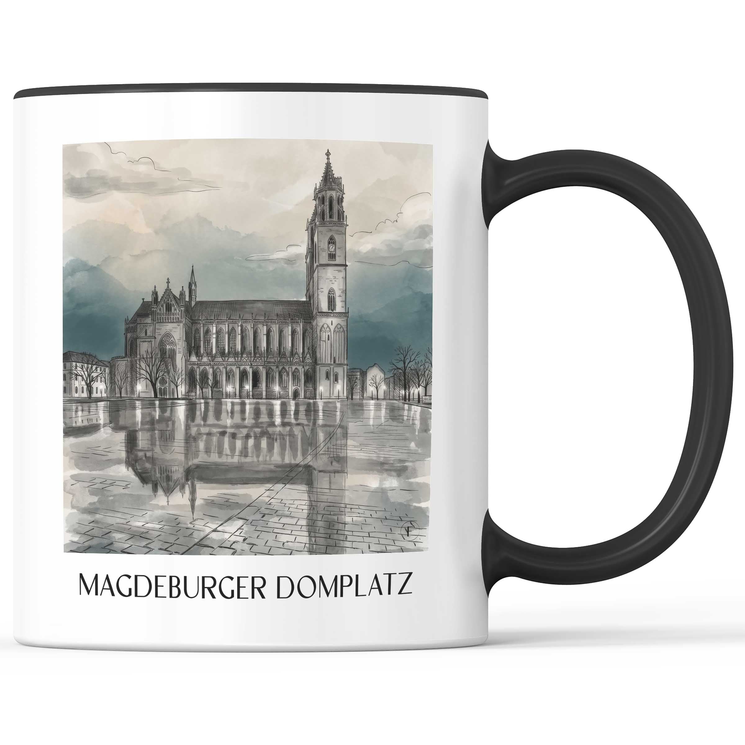 domplatz-magdeburg-deutschland-kaffeebecher-aquarell-schwarz-weiss