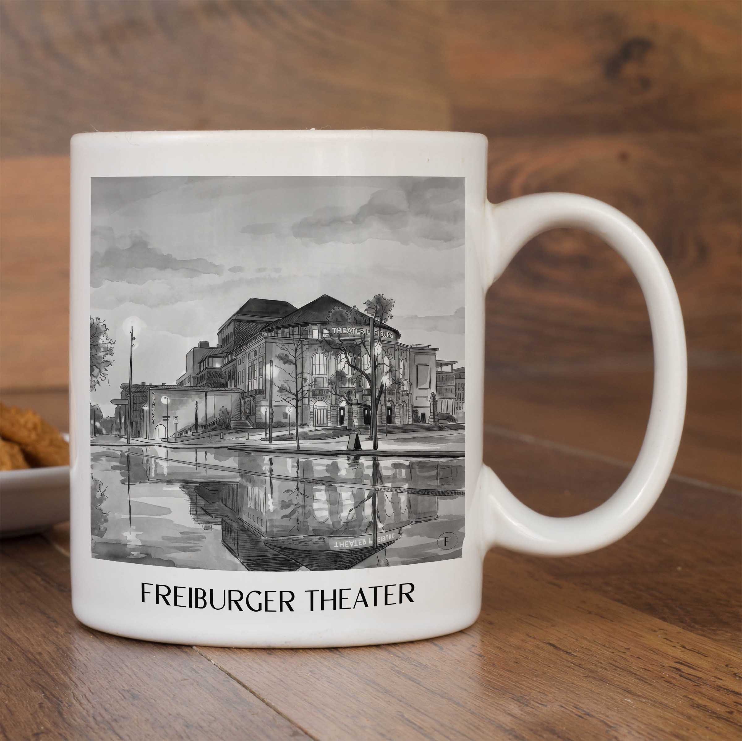 theater-freiburg-deutschland-kaffeebecher-aquarell-schwarz-weiss