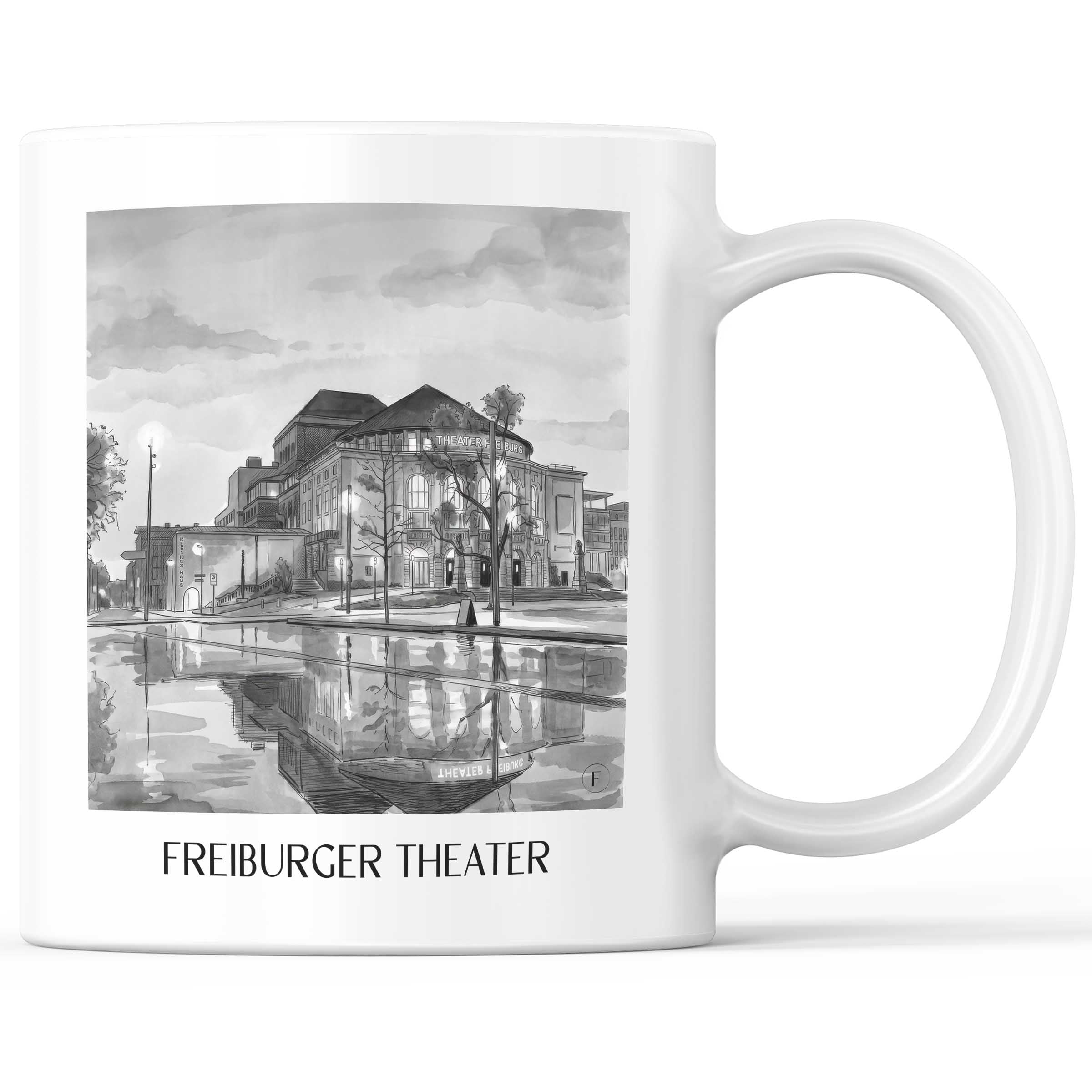 theater-freiburg-deutschland-kaffeebecher-aquarell-schwarz-weiss