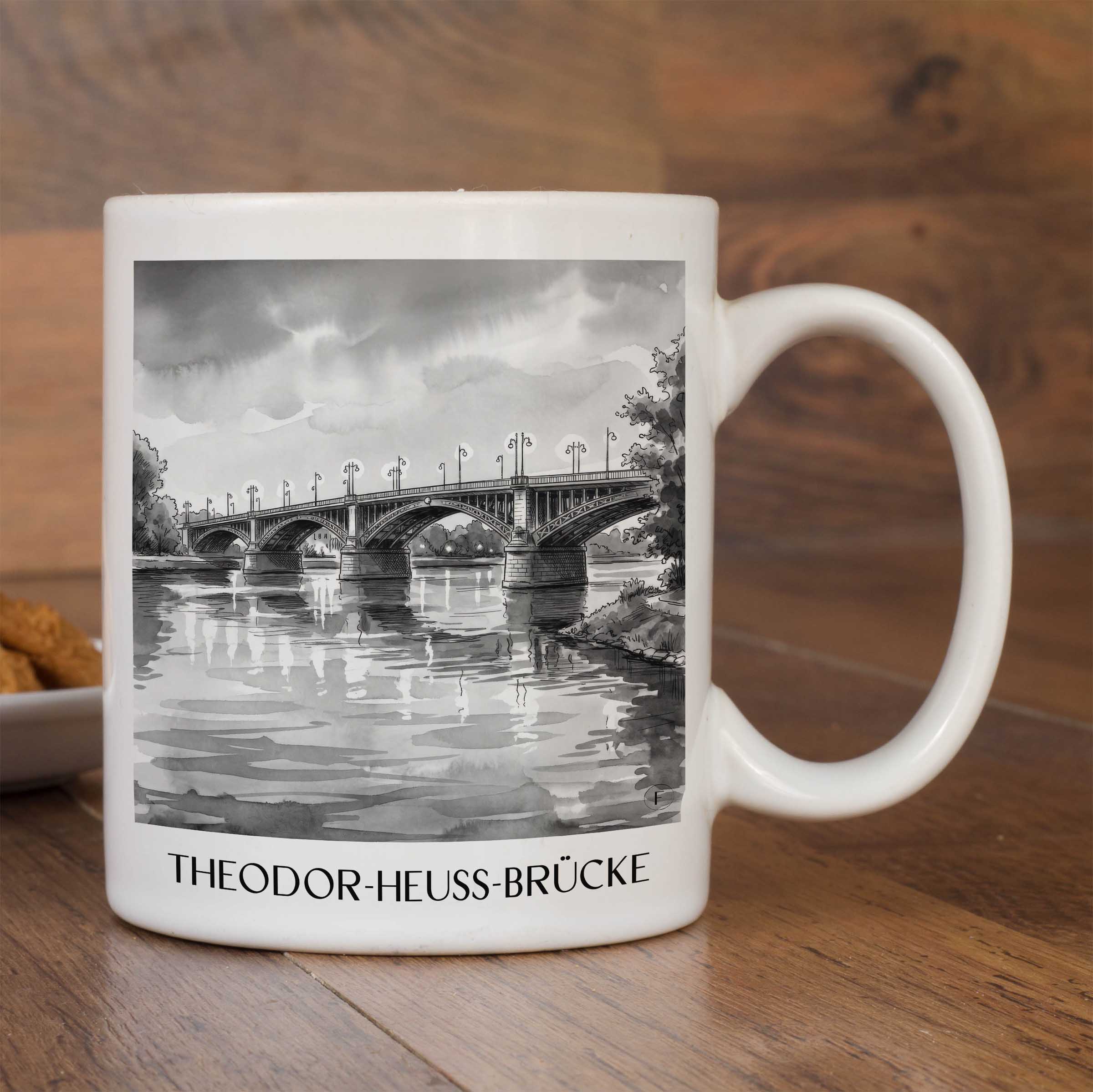 theodor-heuss-brücke-mainz-deutschland-kaffeebecher-aquarell-schwarz-weiss