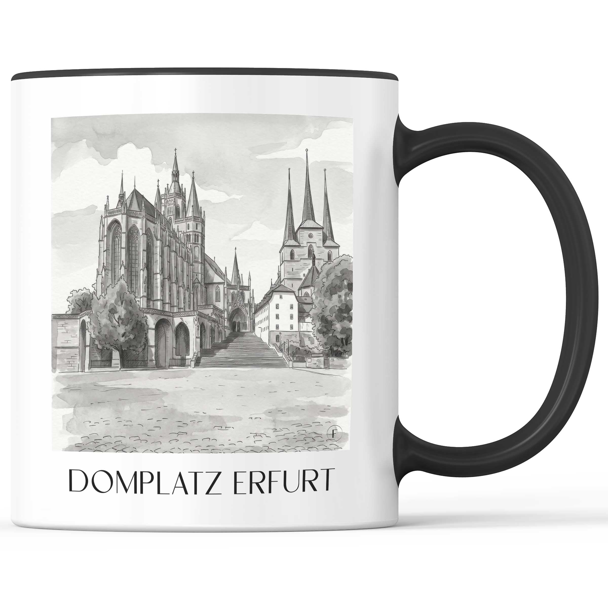 domplatz-erfurt-deutschland-kaffeebecher-aquarell-schwarz-weiss
