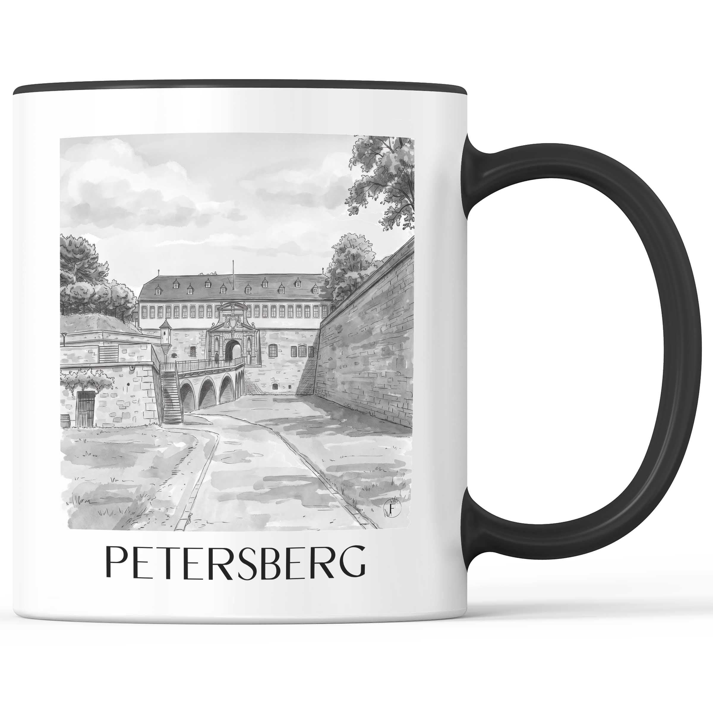 petersberg-erfurt-deutschland-kaffeebecher-aquarell-schwarz-weiss