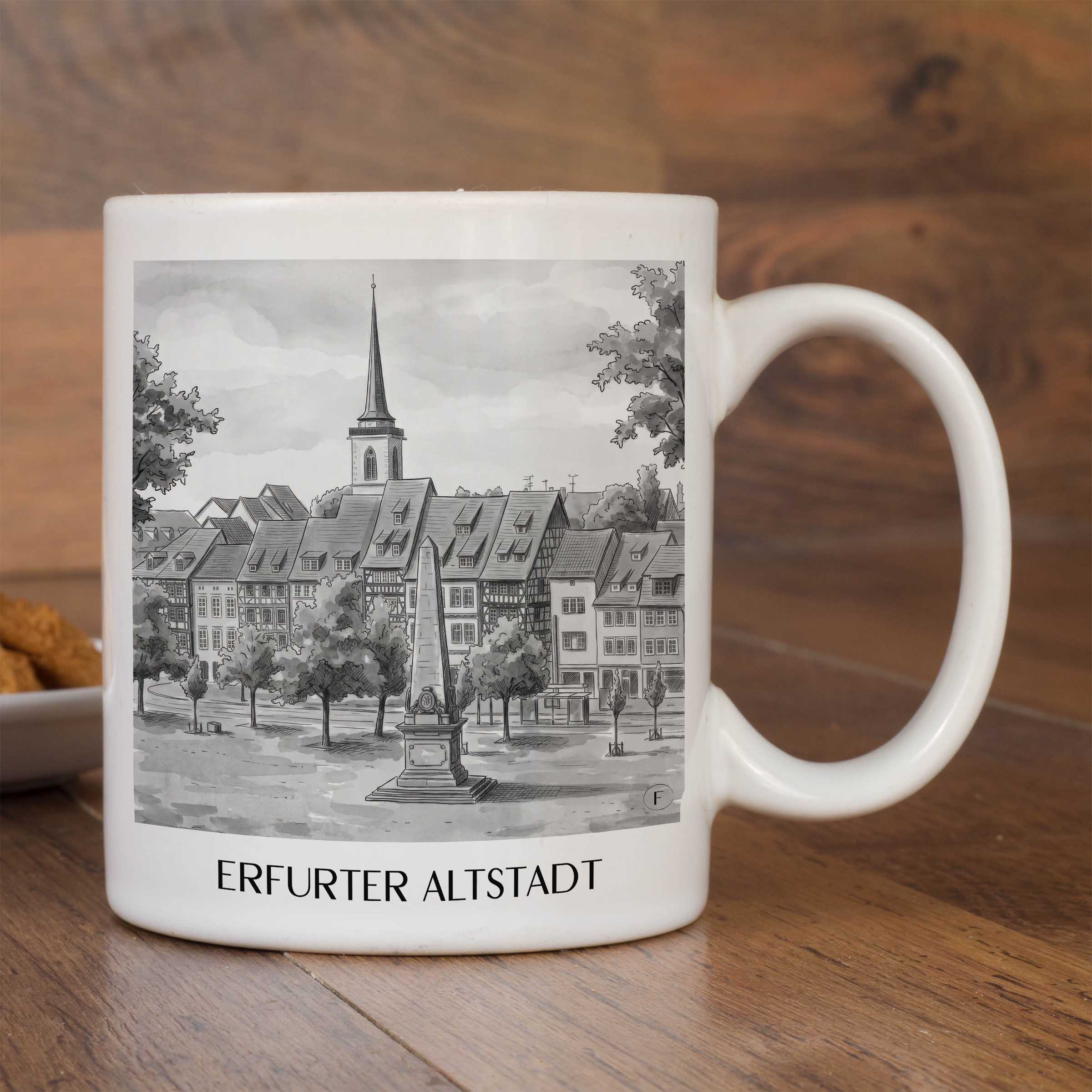 altstadt-erfurt-deutschland-kaffeebecher-aquarell-schwarz-weiss