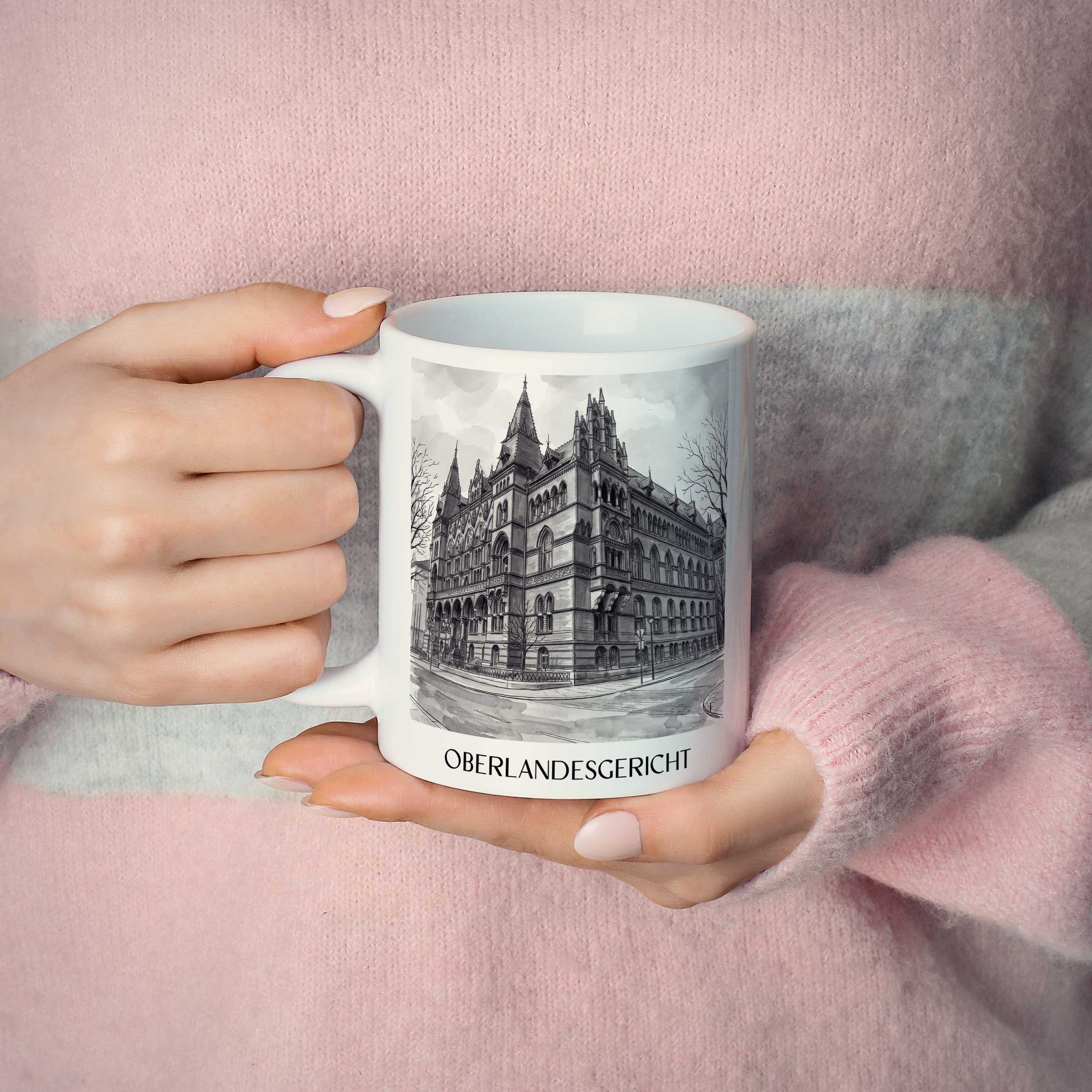 oberlandesgericht-rostock-deutschland-kaffeebecher-aquarell-schwarz-weiss