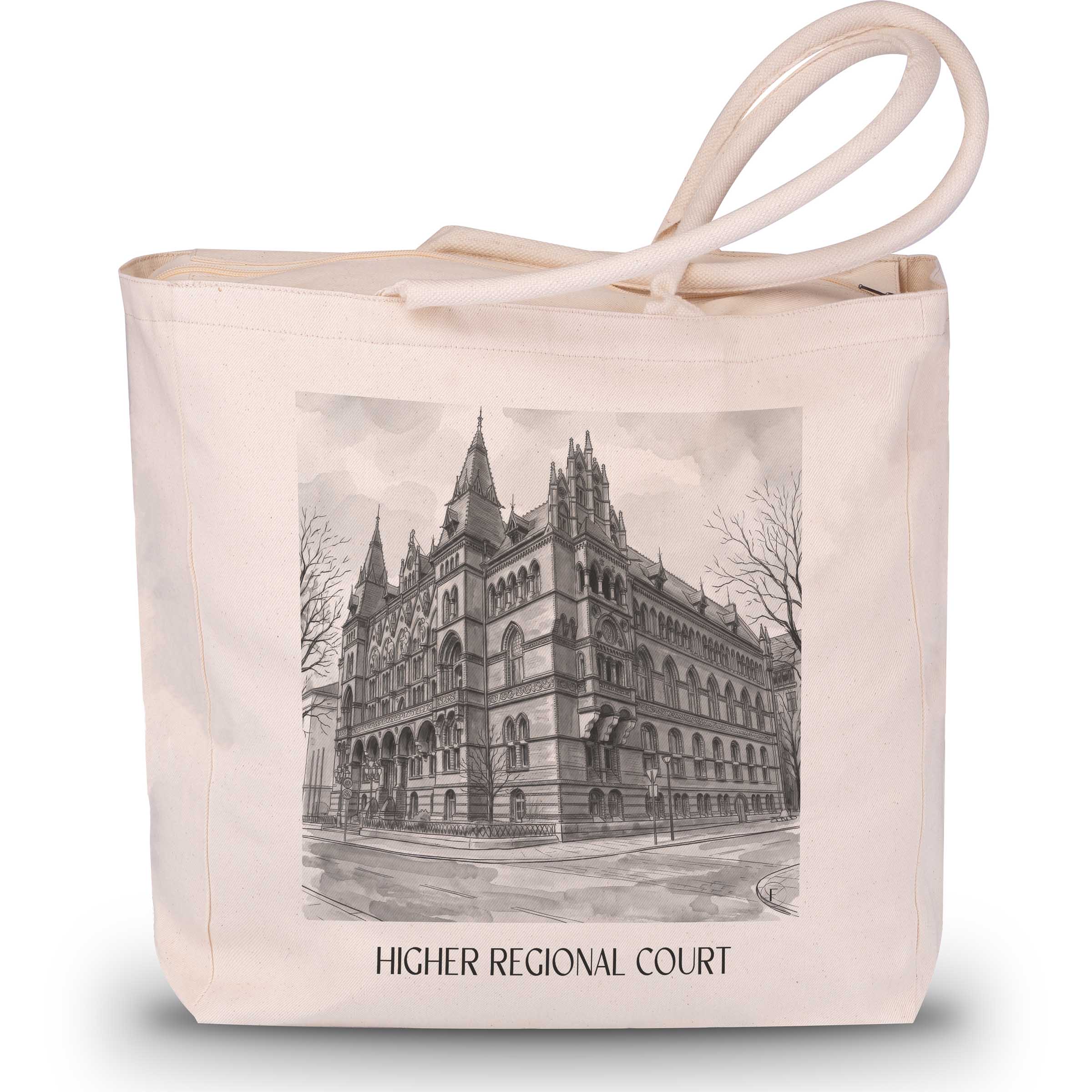 Oberlandesgericht Shopping Tasche - Rostock - Deutschland Tote Bag - Einkaufstasche im Aquarell Schwarz-Weiß Stil