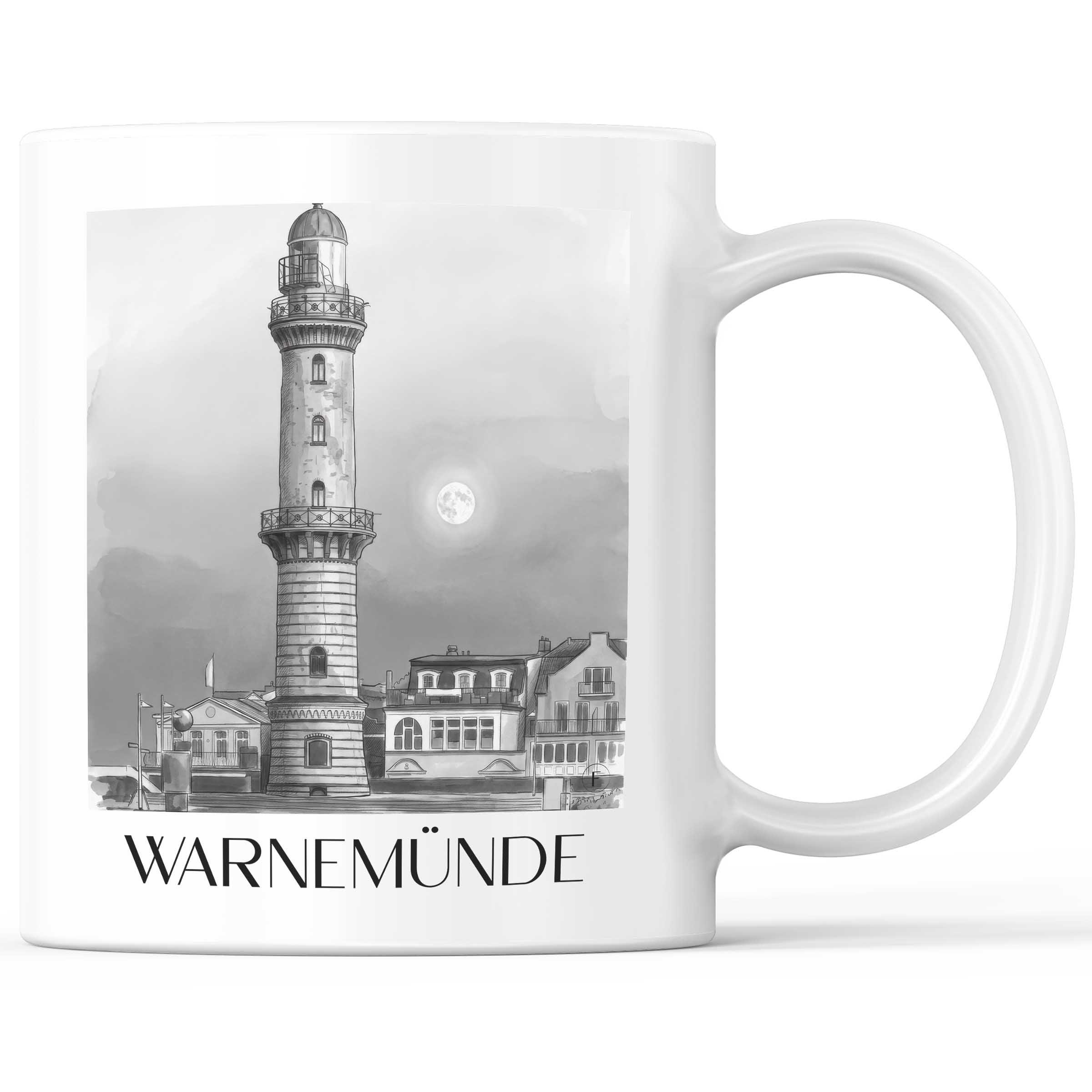 warnemünde-rostock-deutschland-kaffeebecher-aquarell-schwarz-weiss