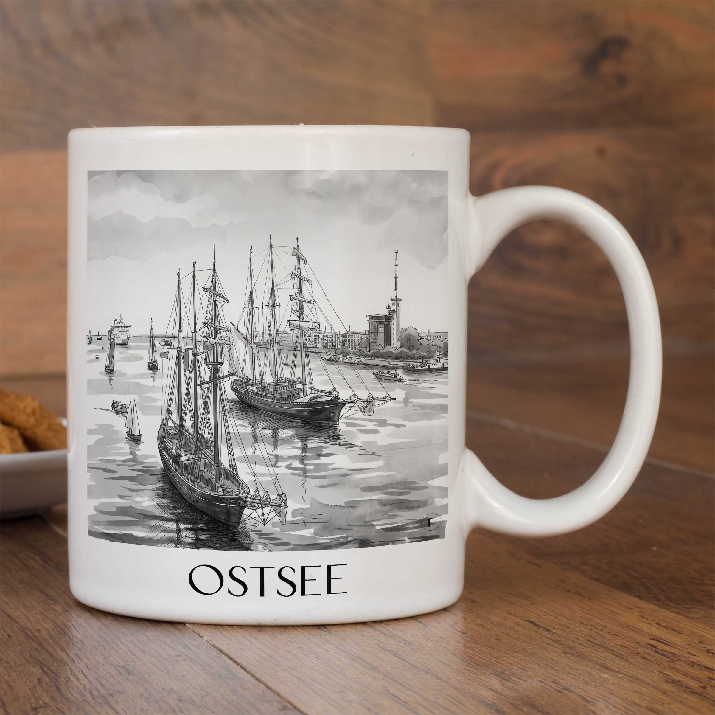ostsee-rostock-deutschland-kaffeebecher-aquarell-schwarz-weiss