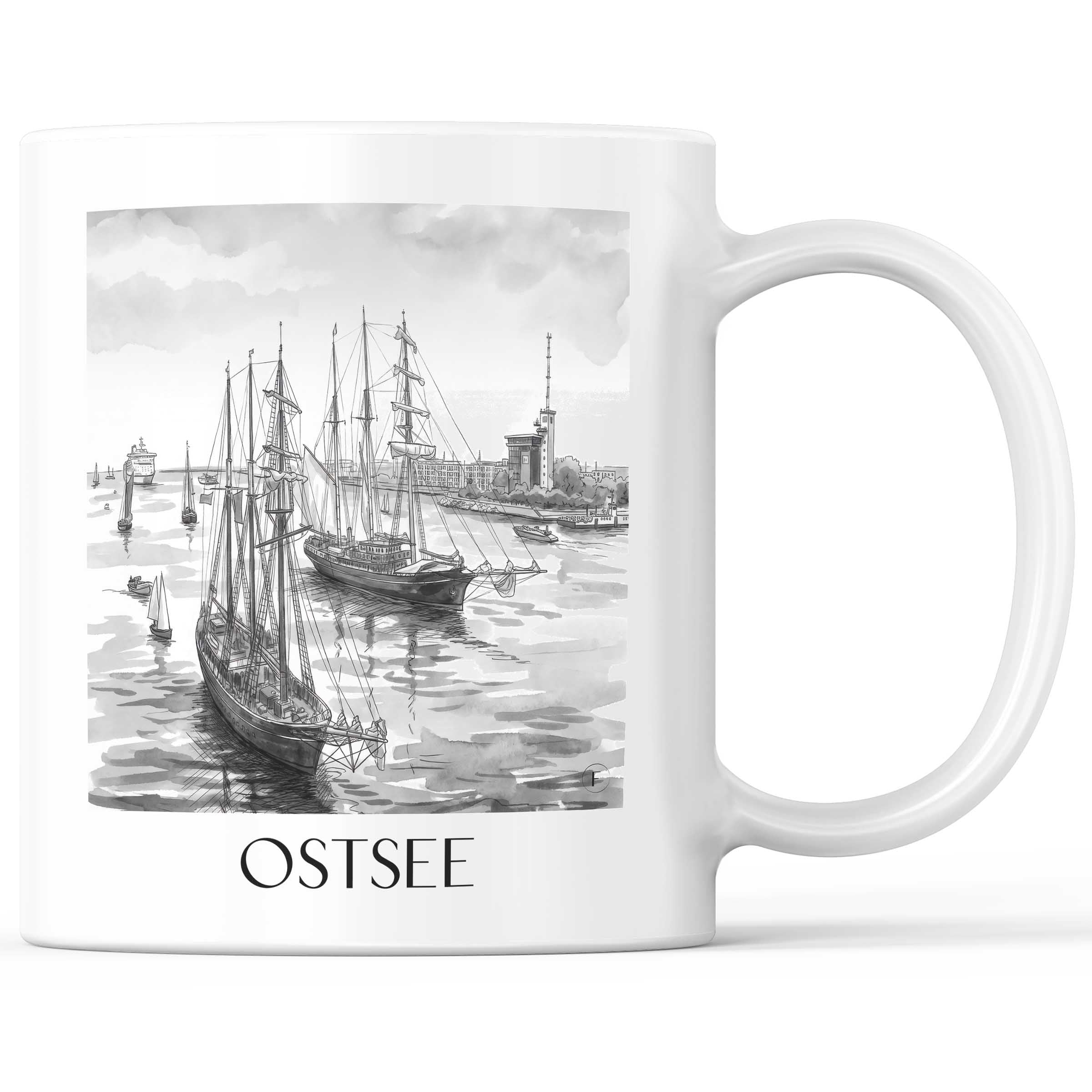 ostsee-rostock-deutschland-kaffeebecher-aquarell-schwarz-weiss