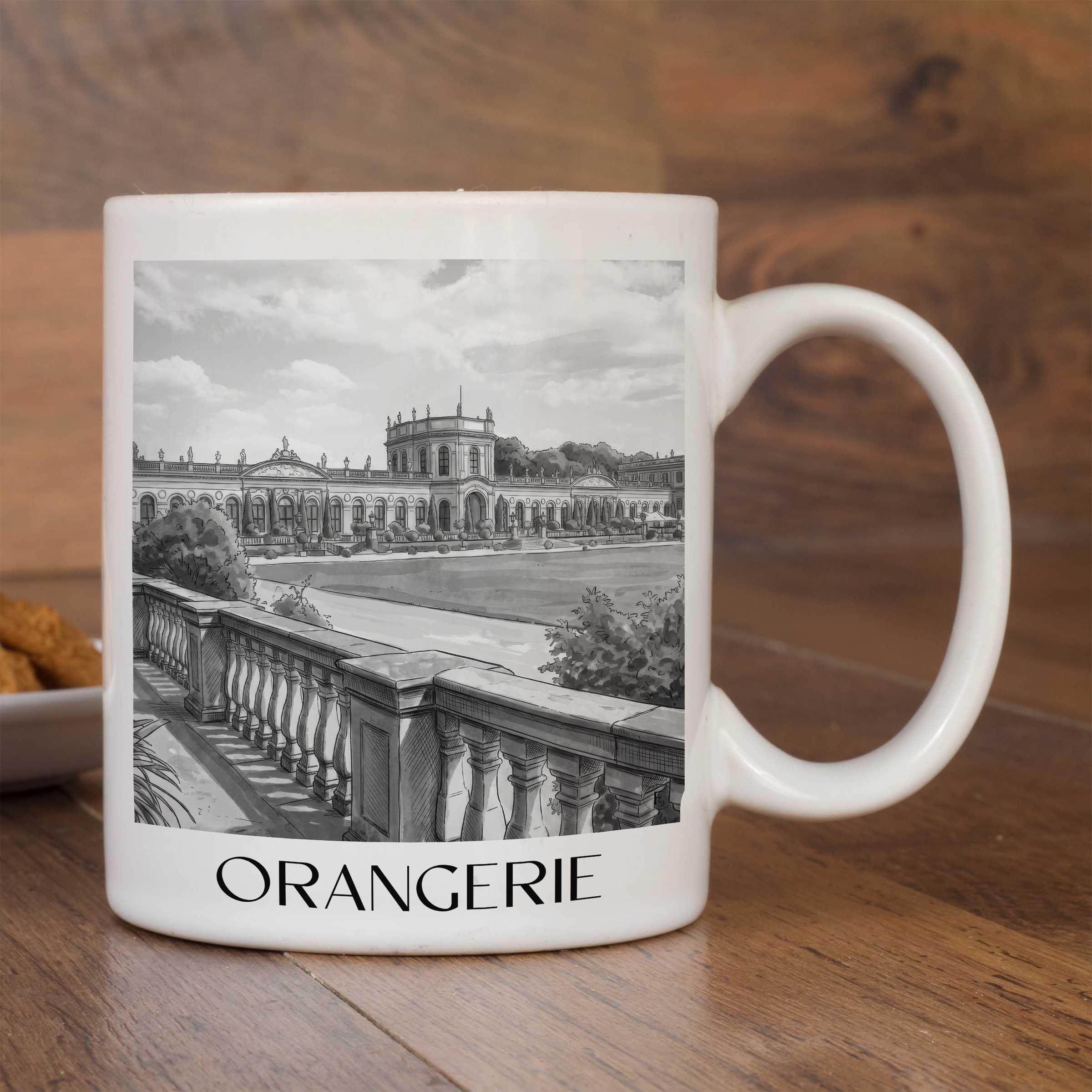 orangerie-kassel-deutschland-kaffeebecher-aquarell-schwarz-weiss