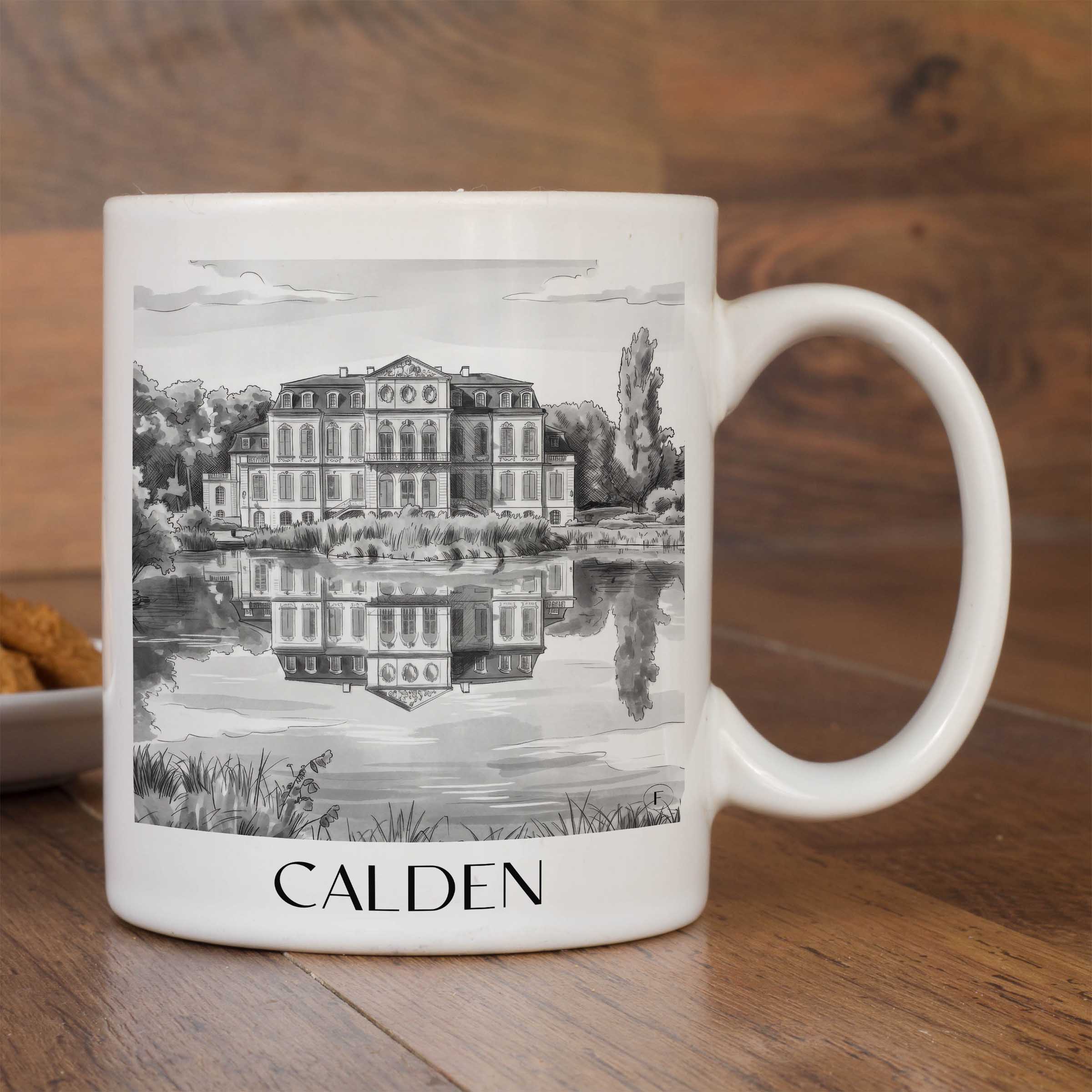 calden-hessen-deutschland-kaffeebecher-aquarell-schwarz-weiss