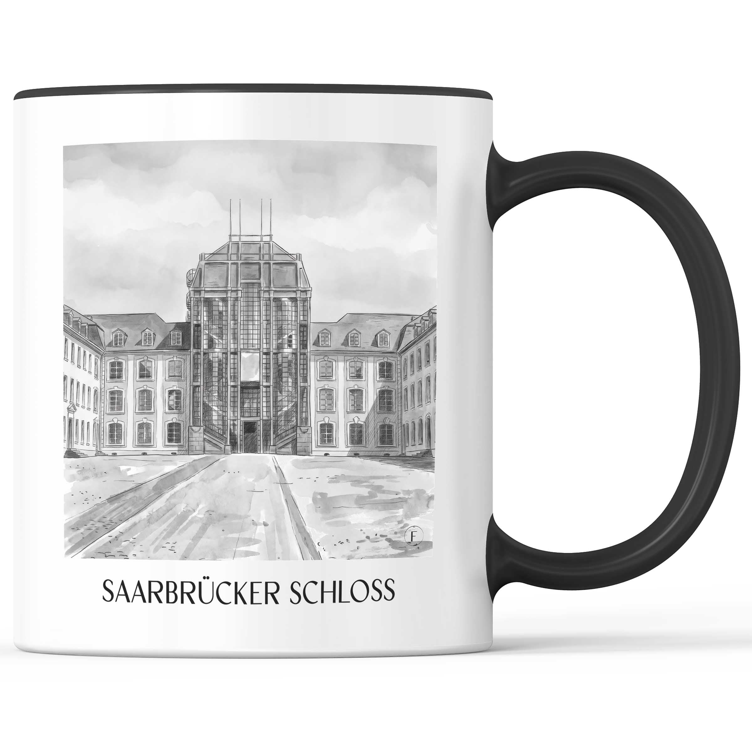 saarbrücker-schloss-saarland-deutschland-kaffeebecher-aquarell-schwarz-weiss