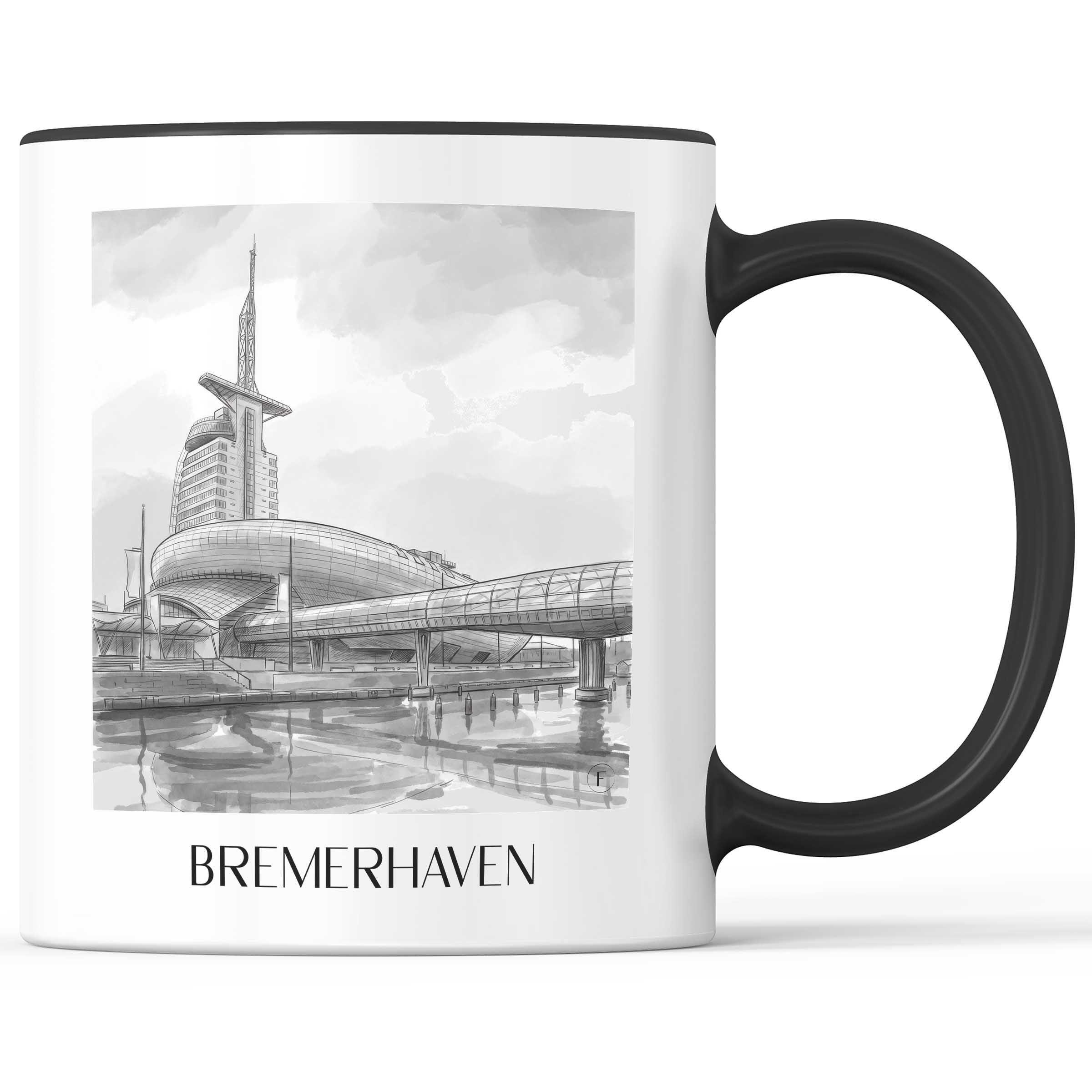 bremerhaven-bremen-deutschland-kaffeebecher-aquarell-schwarz-weiss
