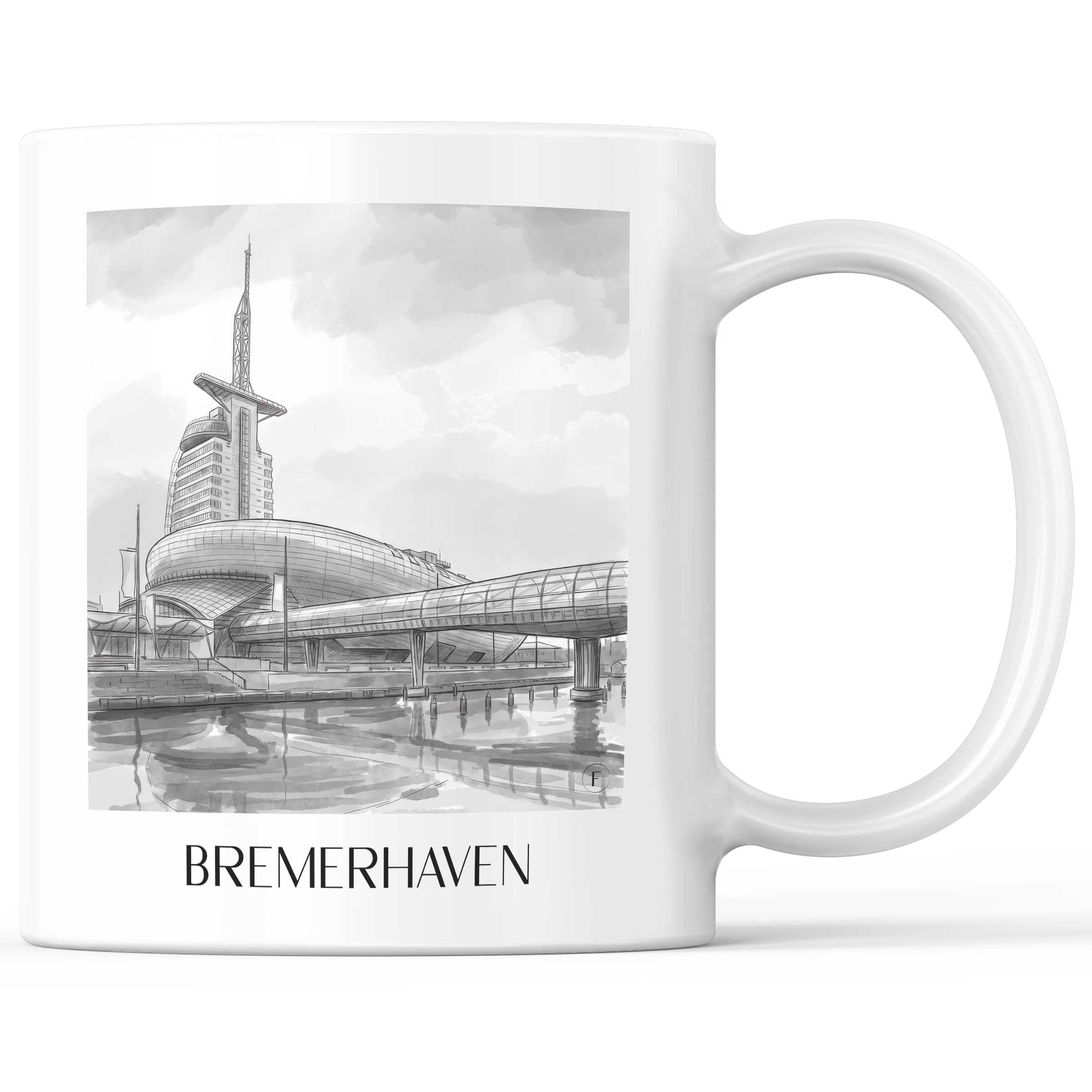 bremerhaven-bremen-deutschland-kaffeebecher-aquarell-schwarz-weiss
