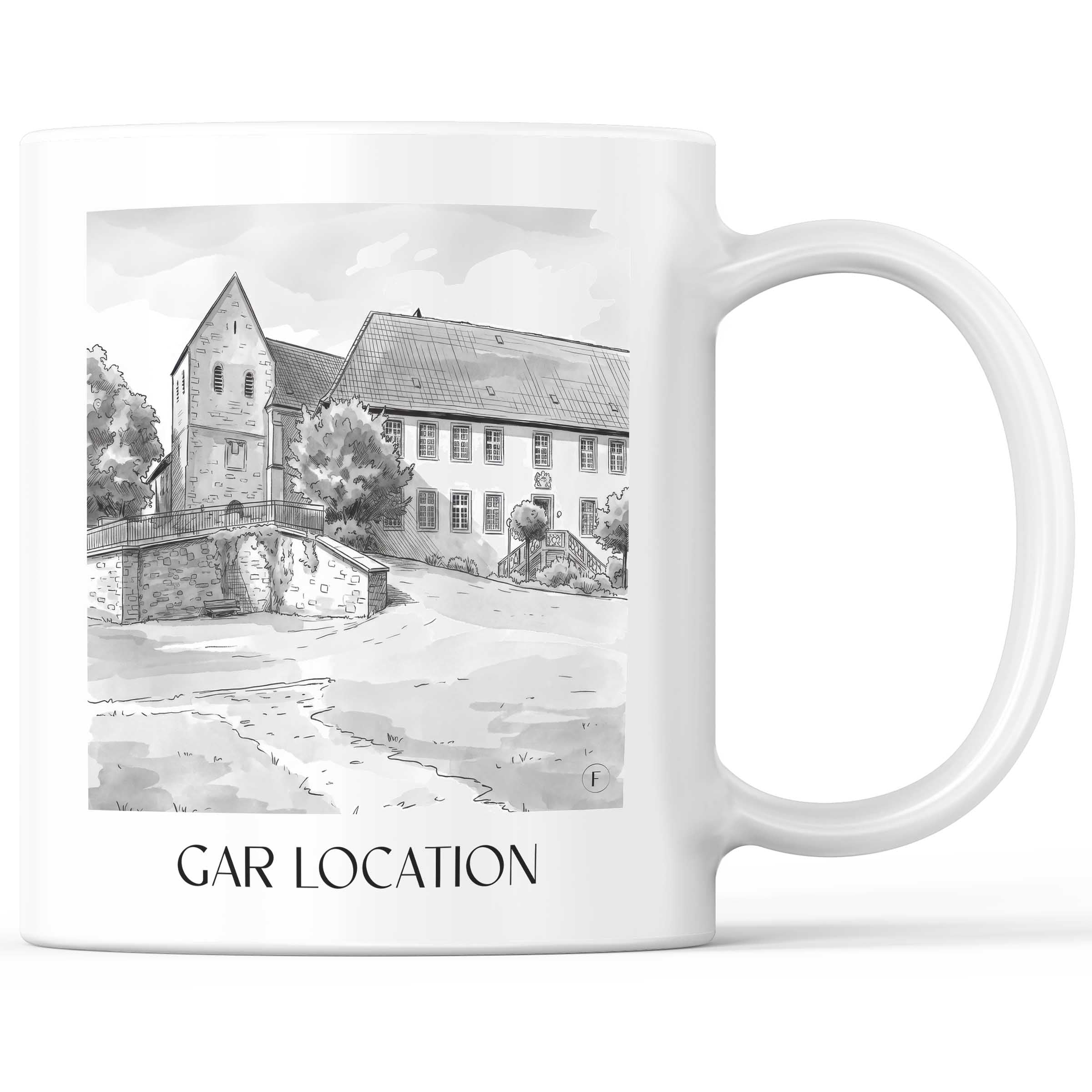 Gartlage Kaffeebecher - Osnabrück - Deutschland Becher - Kaffeetasse im Aquarell Schwarz-Weiß Stil