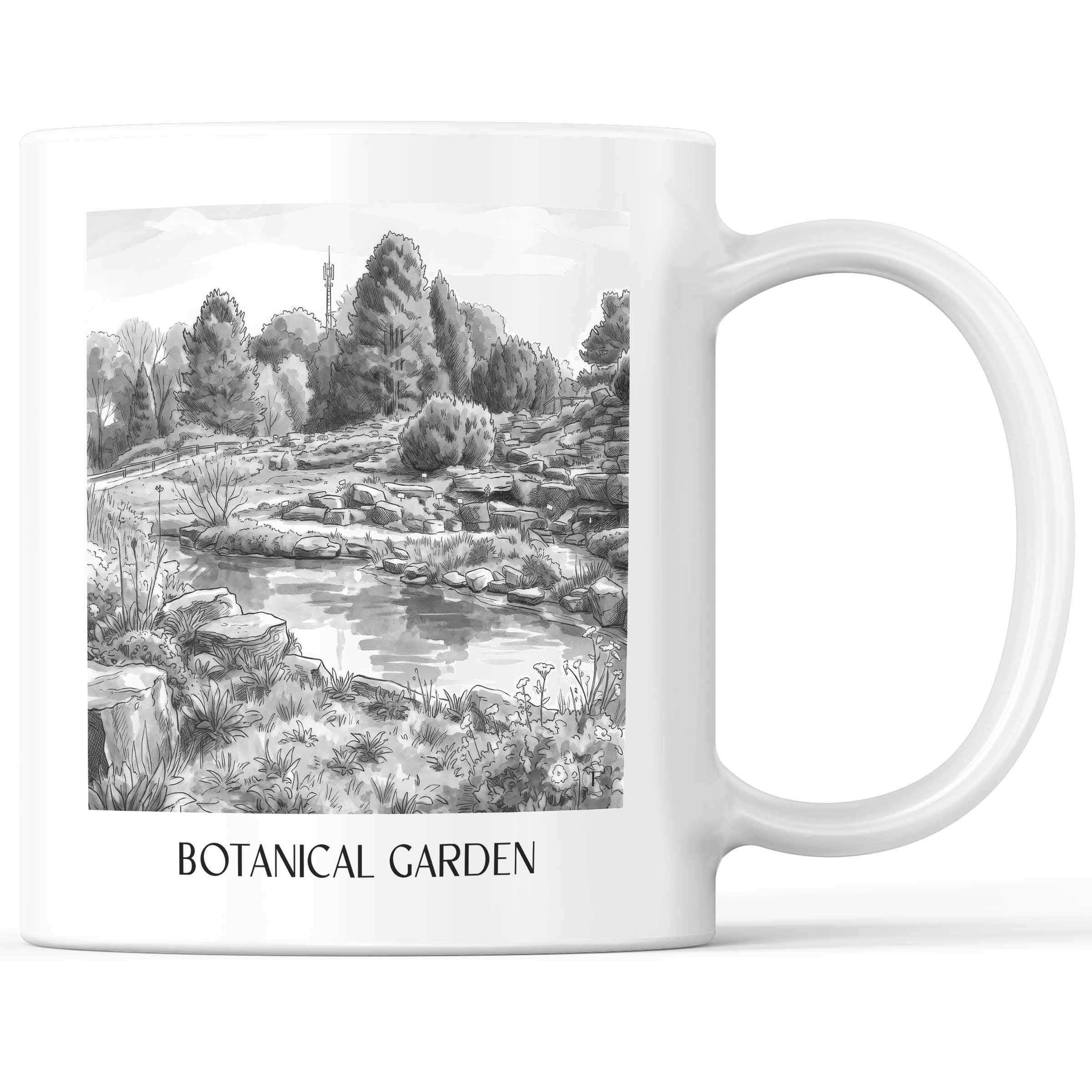 Botanischer Garten Kaffeebecher - Osnabrück - Deutschland Becher - Kaffeetasse im Aquarell Schwarz-Weiß Stil
