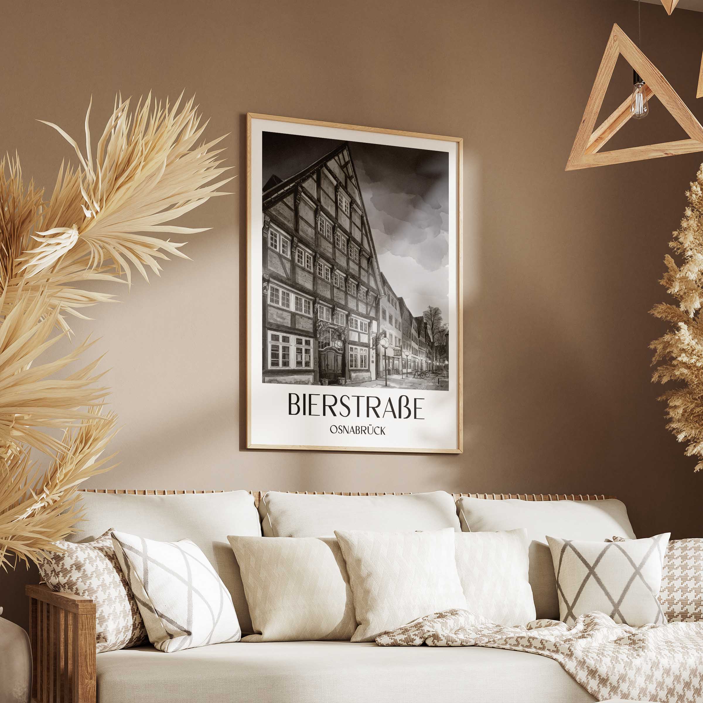 bierstraße-osnabrück-deutschland-poster-aquarell-schwarz-weiss