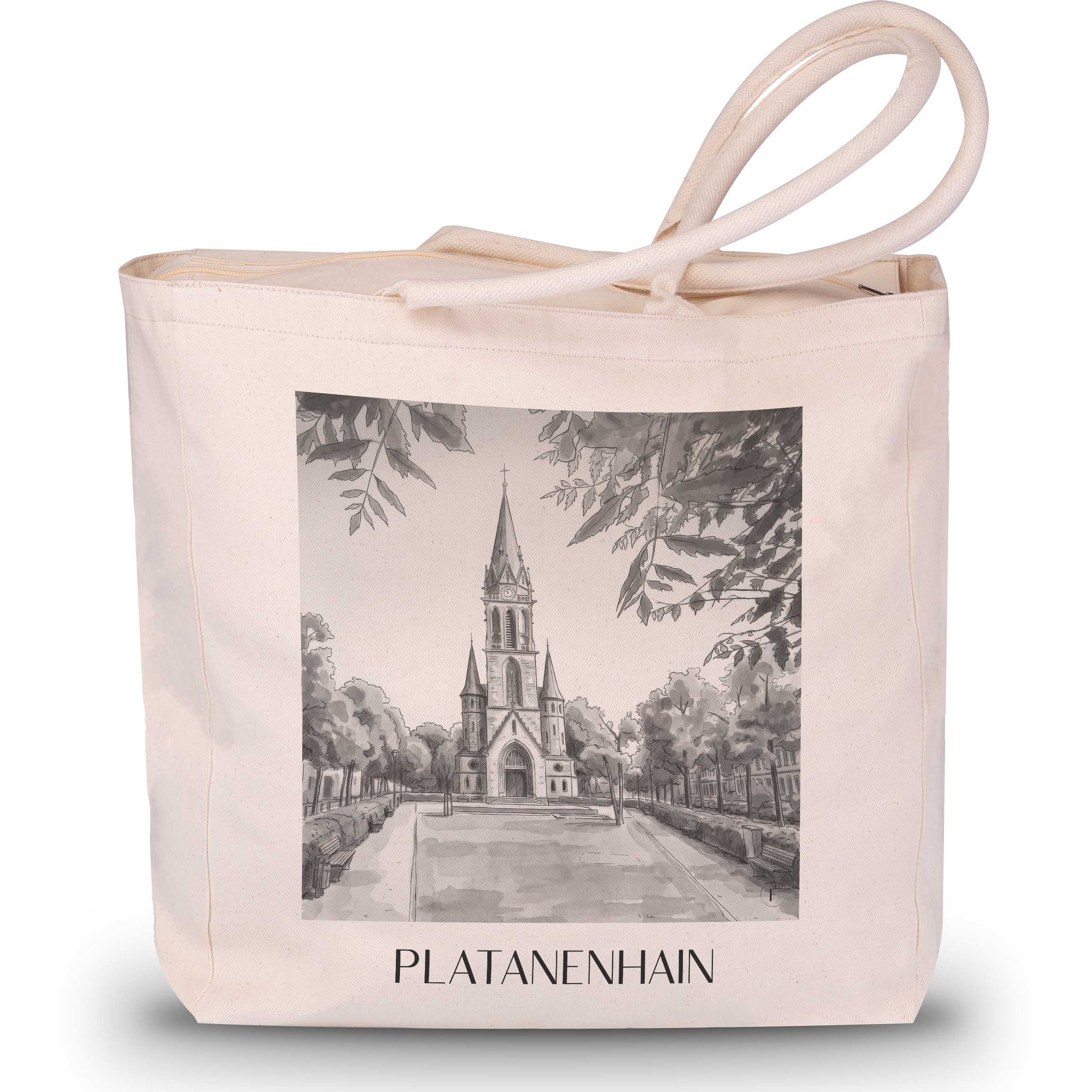 platanenhain-darmstadt-deutschland-einkaufstasche-aquarell-schwarz-weiss