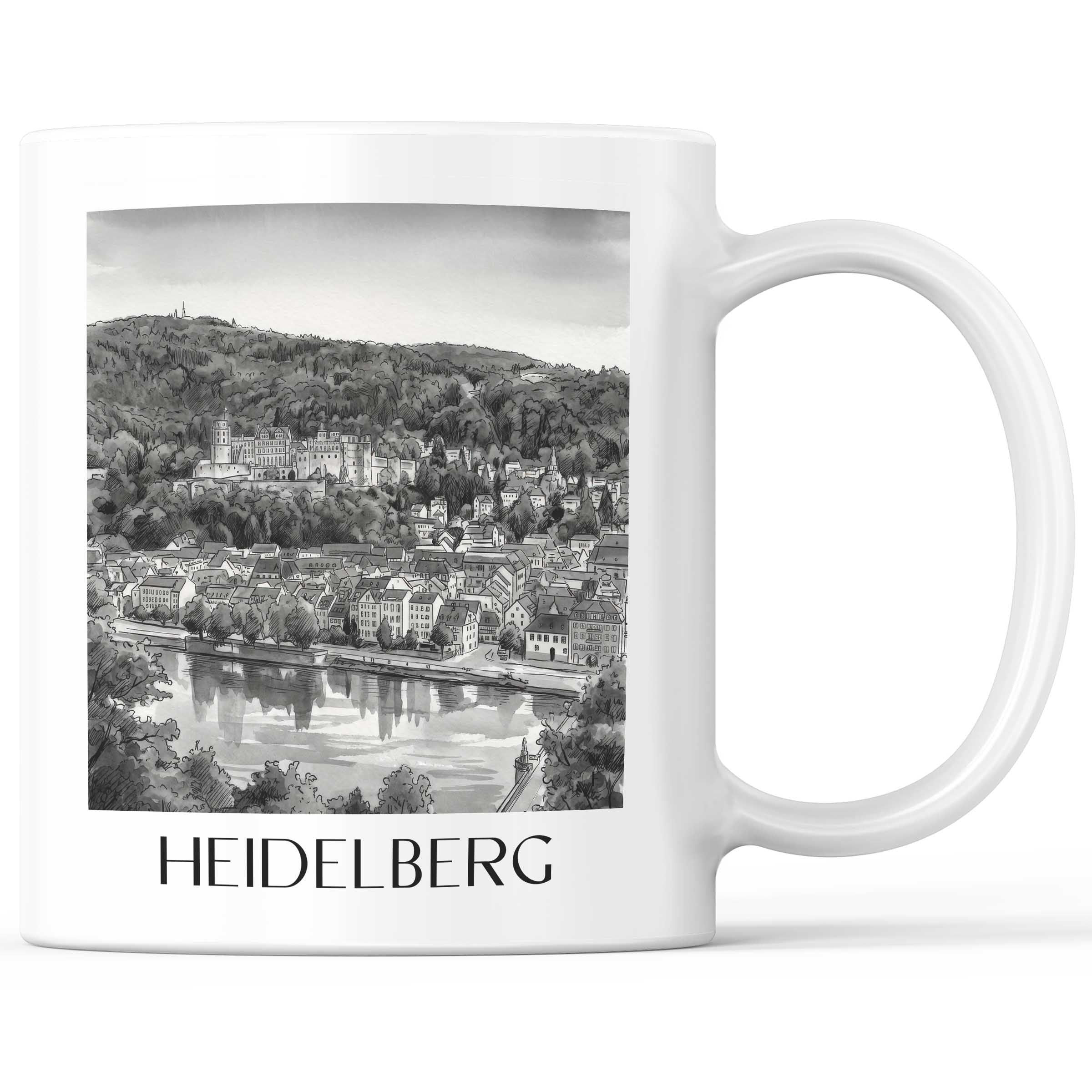 heidelberg-(bei-nacht)-baden-württemberg-deutschland-kaffeebecher-aquarell-schwarz-weiss