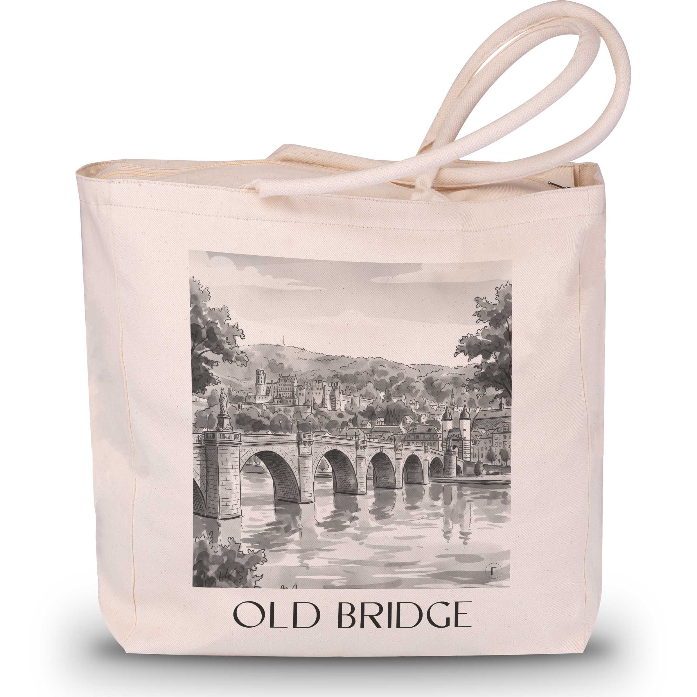 Alte Brücke Shopping Tasche - Heidelberg - Deutschland Tote Bag - Einkaufstasche im Aquarell Schwarz-Weiß Stil