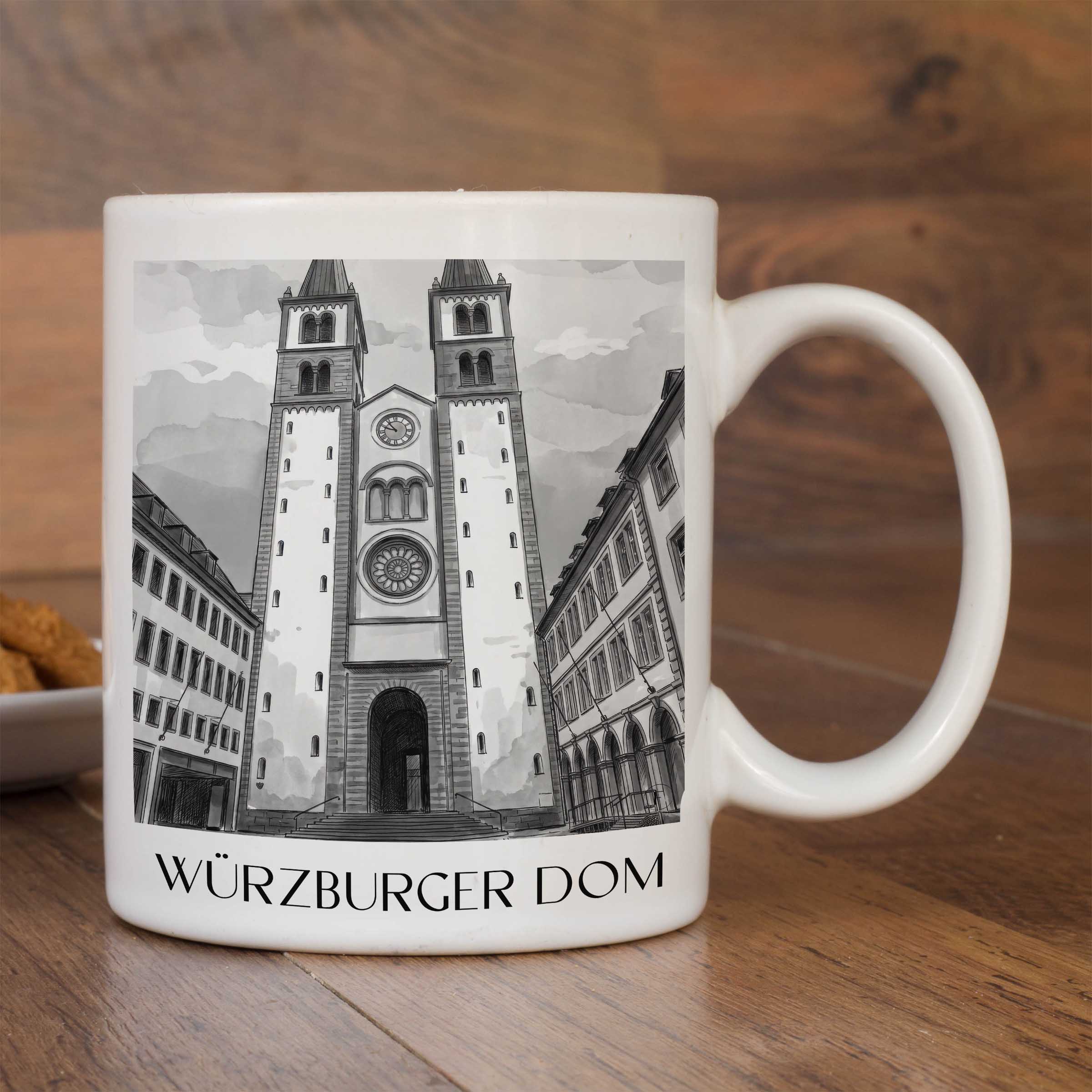 würzburger-dom-franken-deutschland-kaffeebecher-aquarell-schwarz-weiss